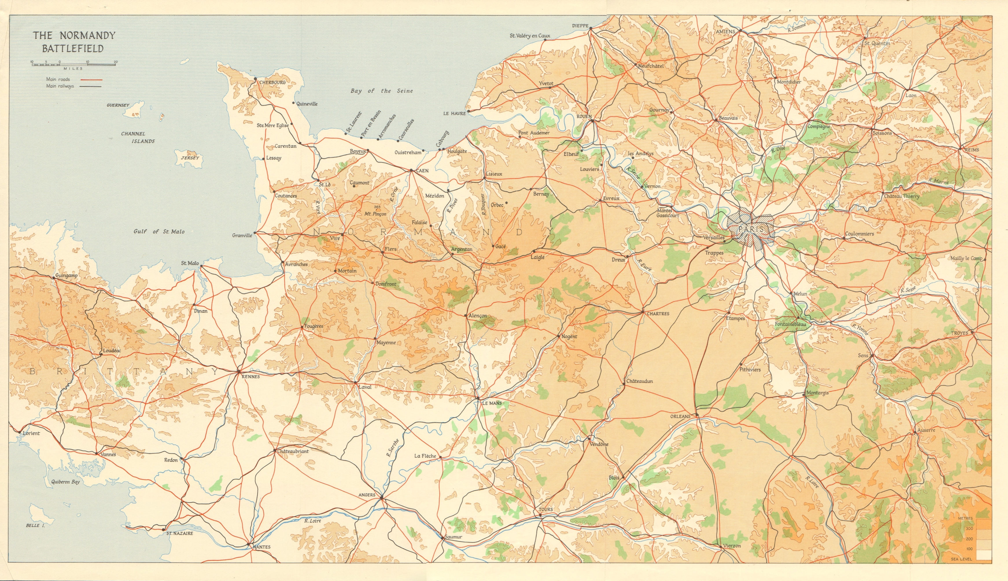 The Normandy Battlefield. Operation Overlord / Neptune. D-Day 1944 1962 map