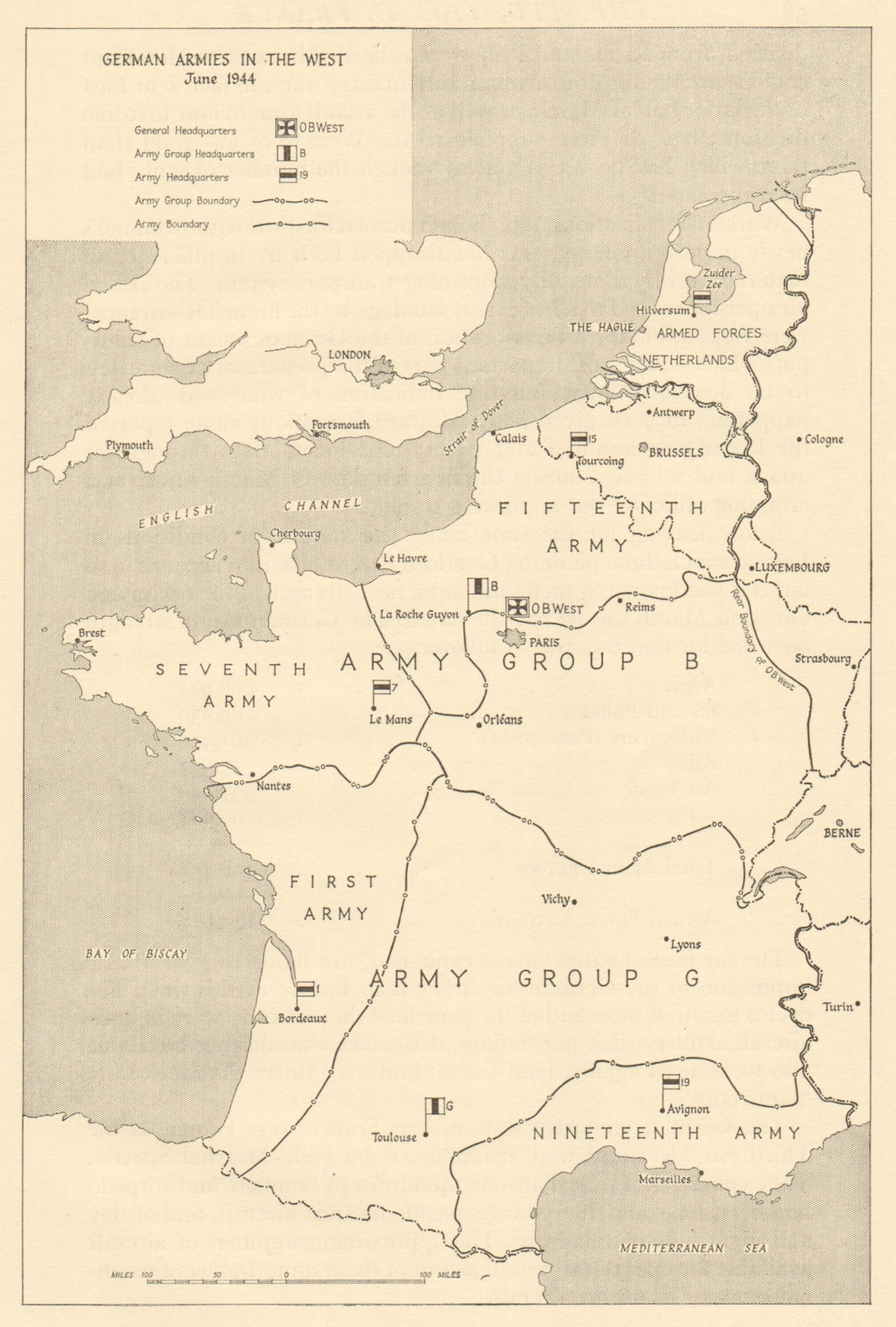 Associate Product German Armies in the West, June 1944. Operation Overlord/Neptune. D-Day 1962 map