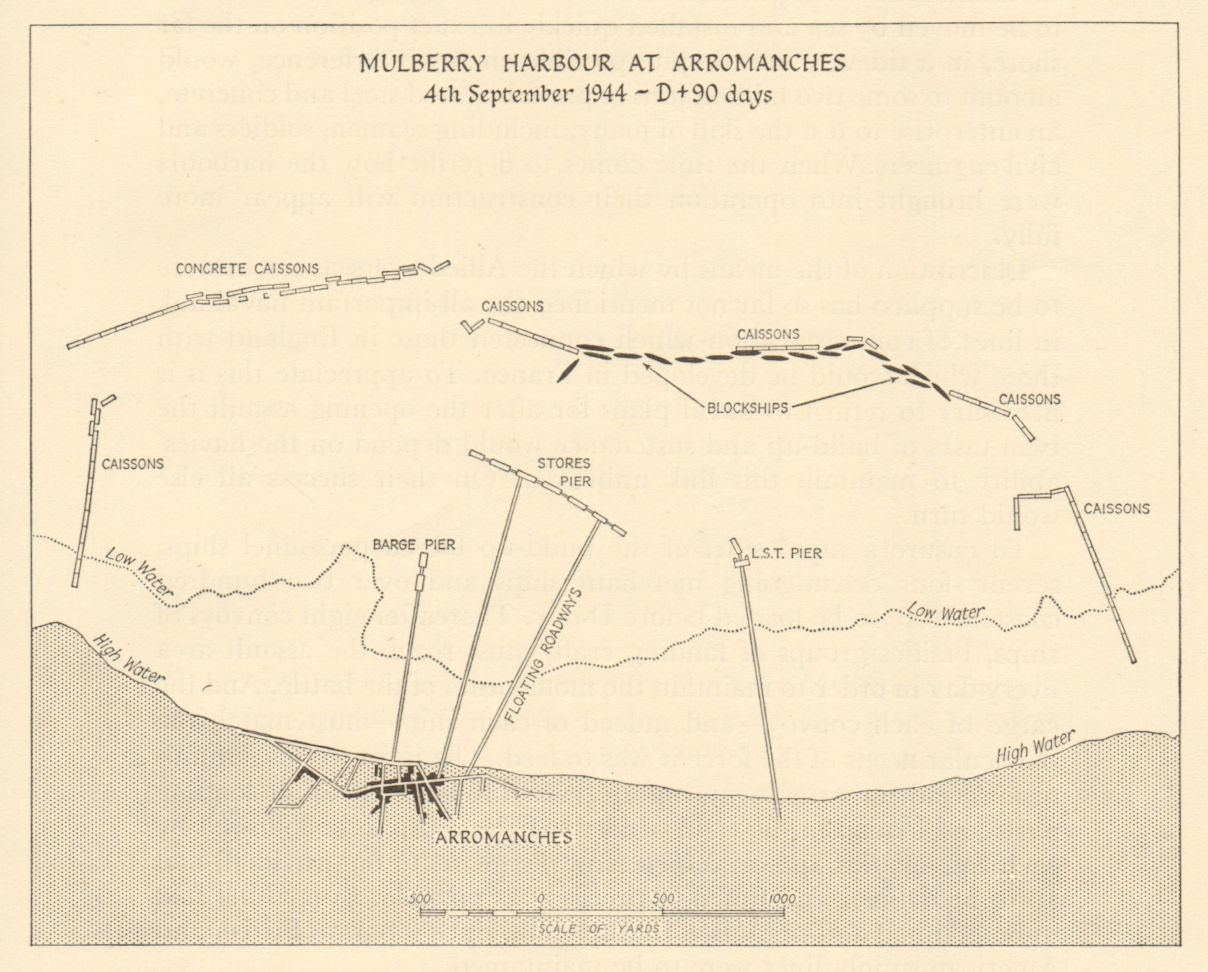 Associate Product Mulberry Harbour at Arromanches, Normandy. 4th September 1944. D-Day 1962 map