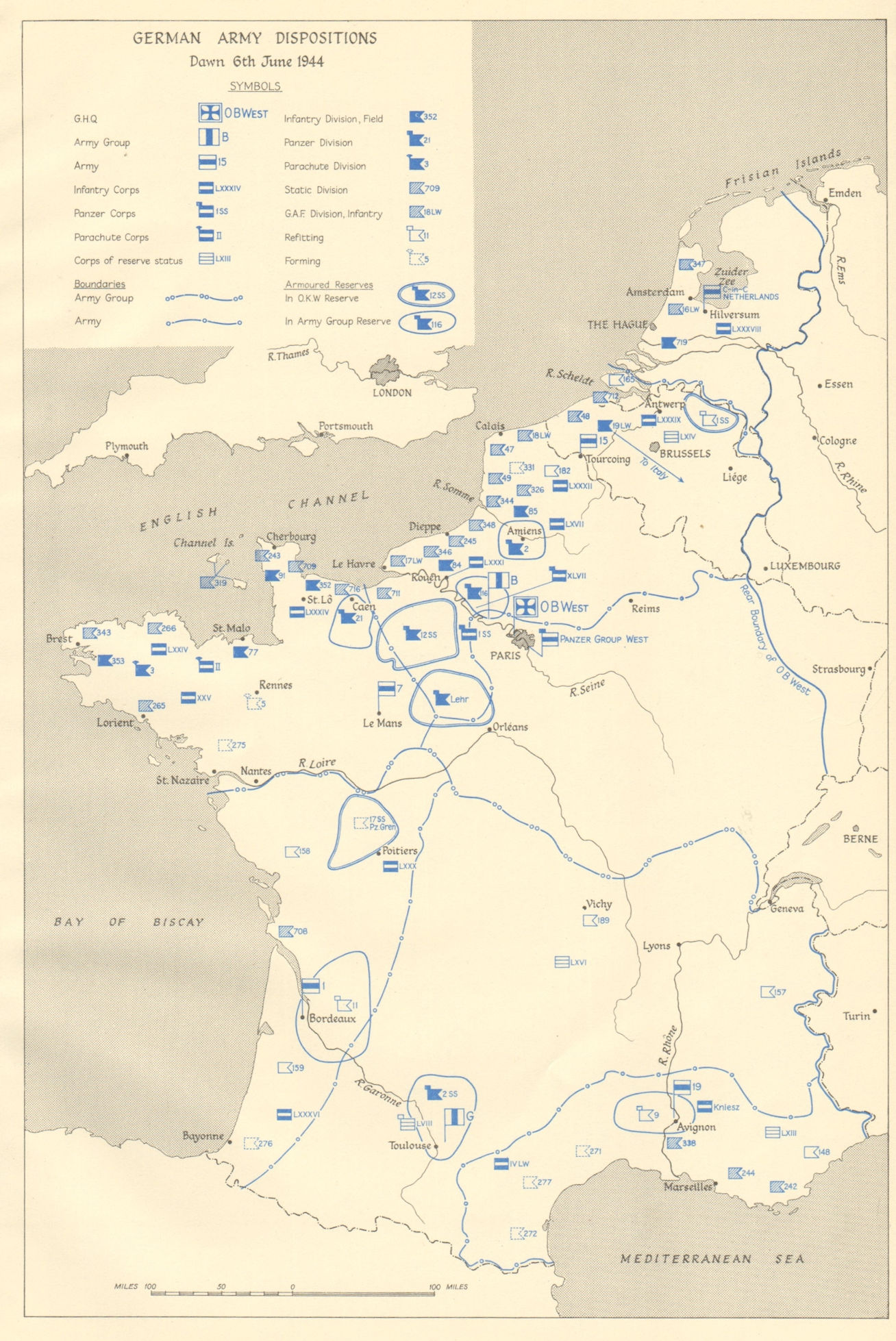 Associate Product German Army Dispositions, dawn 6th June 1944. D-Day Normandy landings 1962 map