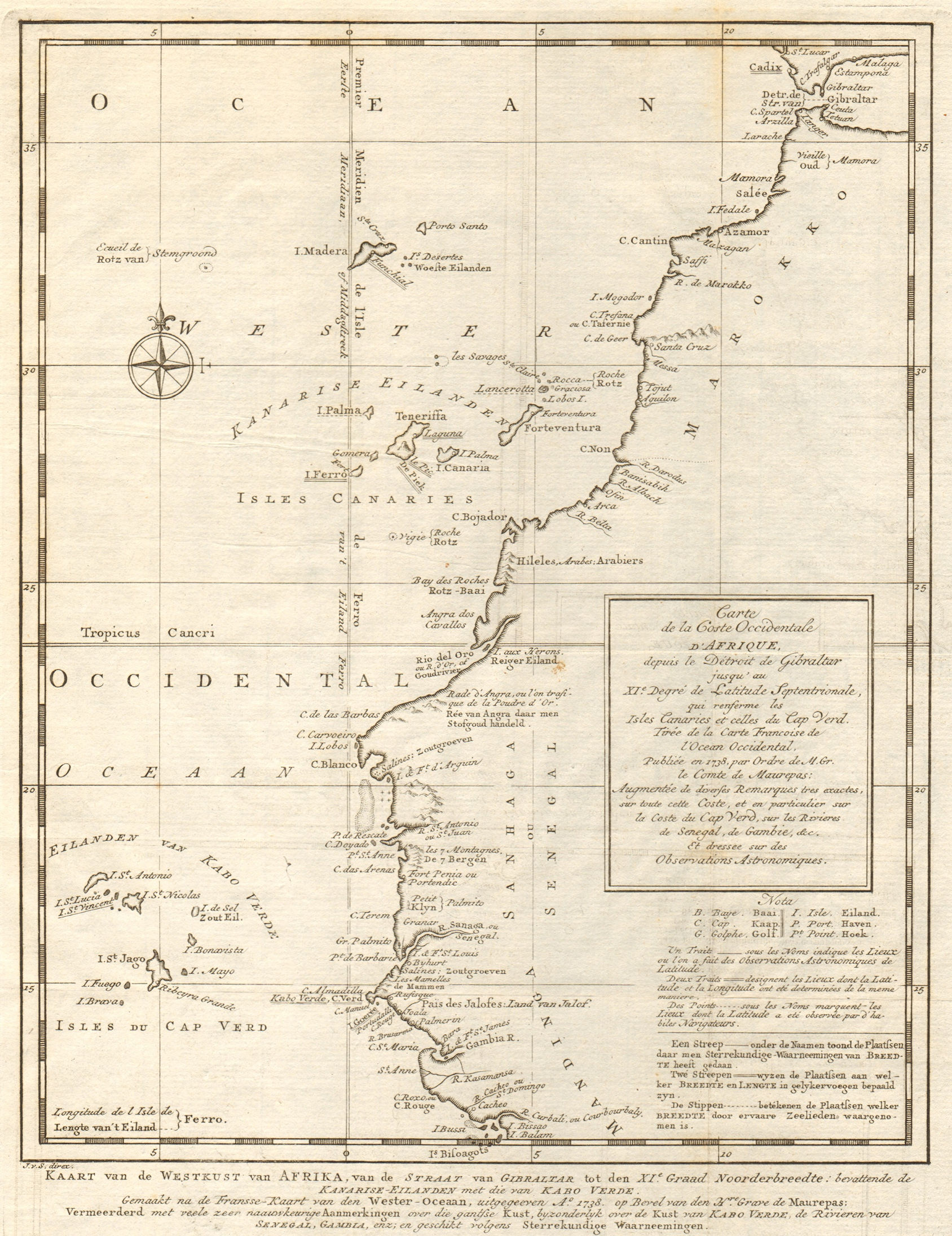 Associate Product 'Côte Occidentale d’Afrique…' NW Africa Madeira Canaries. BELLIN/SCHLEY 1747 map