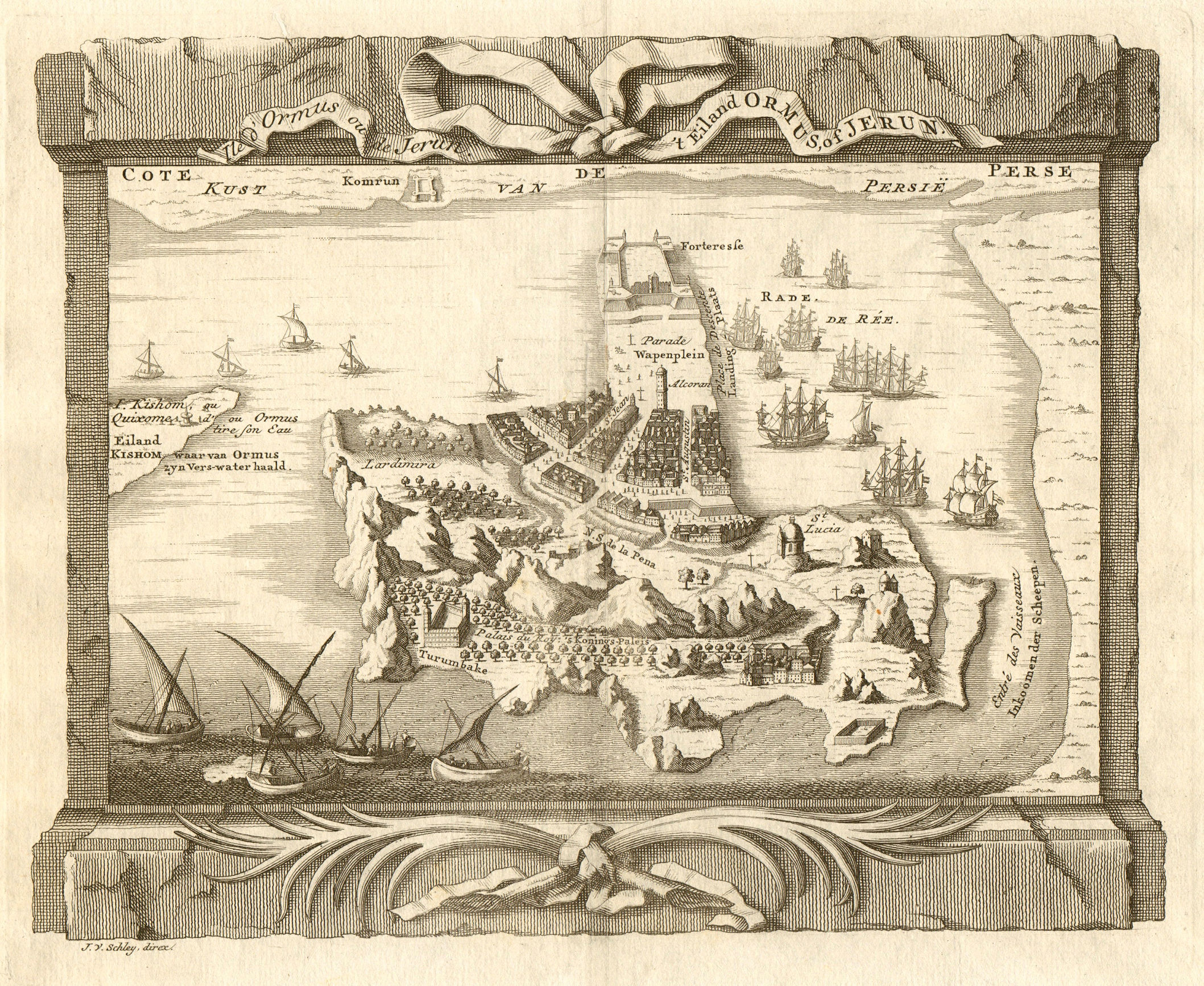 'Isle d’Ormus ou de Jerun'. Iran. Hormuz Island. BELLIN / SCHLEY 1747 old map
