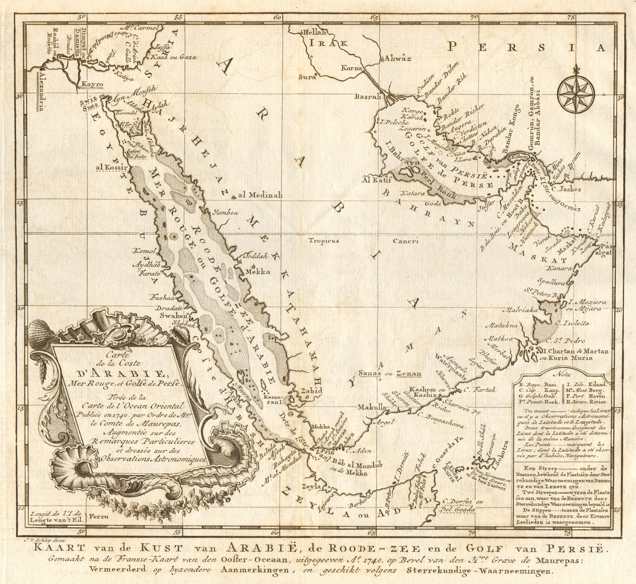 'La Côte d’Arabie, Mer Rouge & Golfe de Perse'. Arabia. BELLIN/SCHLEY 1747 map
