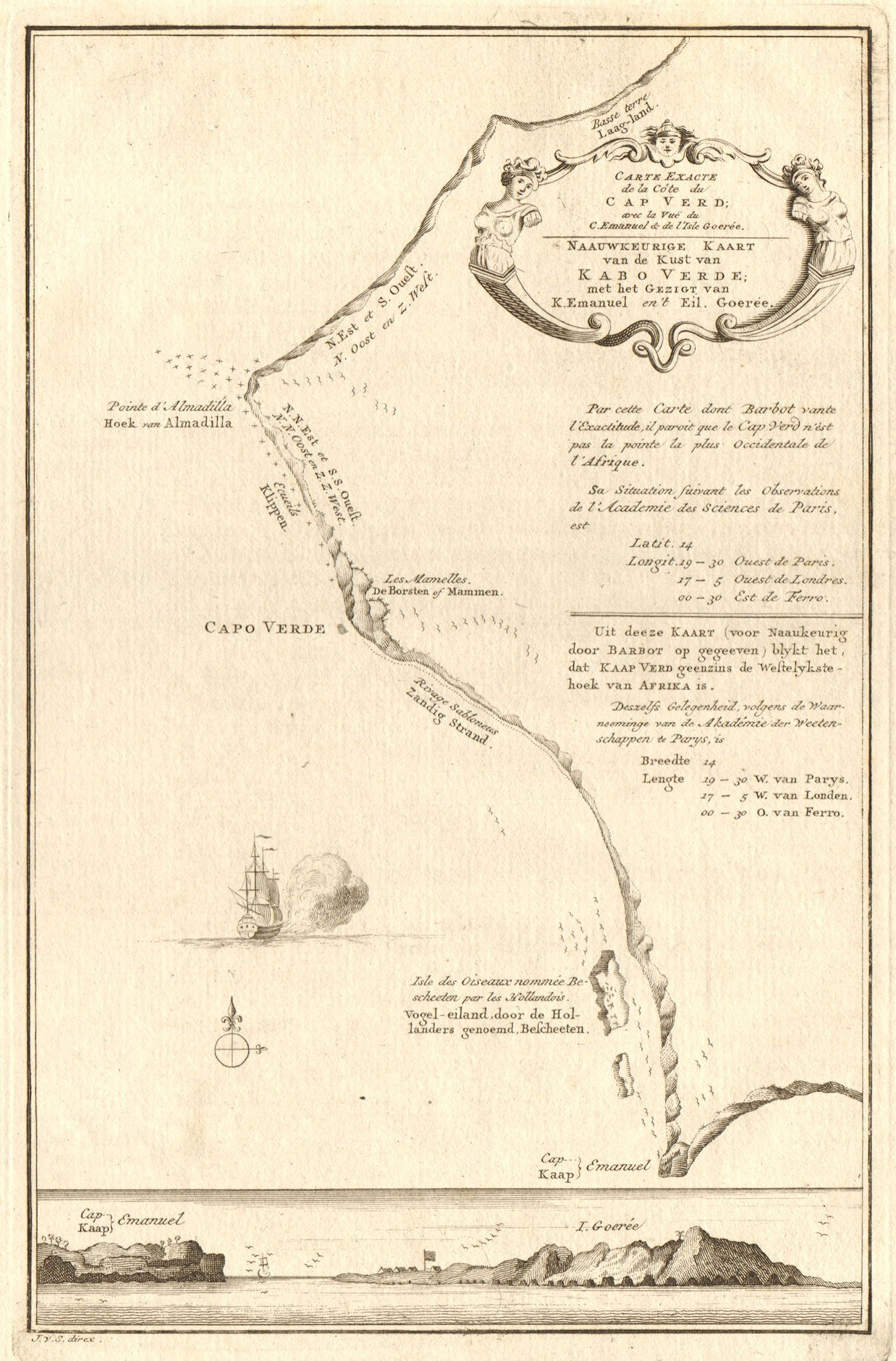 Associate Product 'Carte exacte de la Côte du Cap-Verd'/Vert Senegal Dakar BELLIN/SCHLEY 1747 map