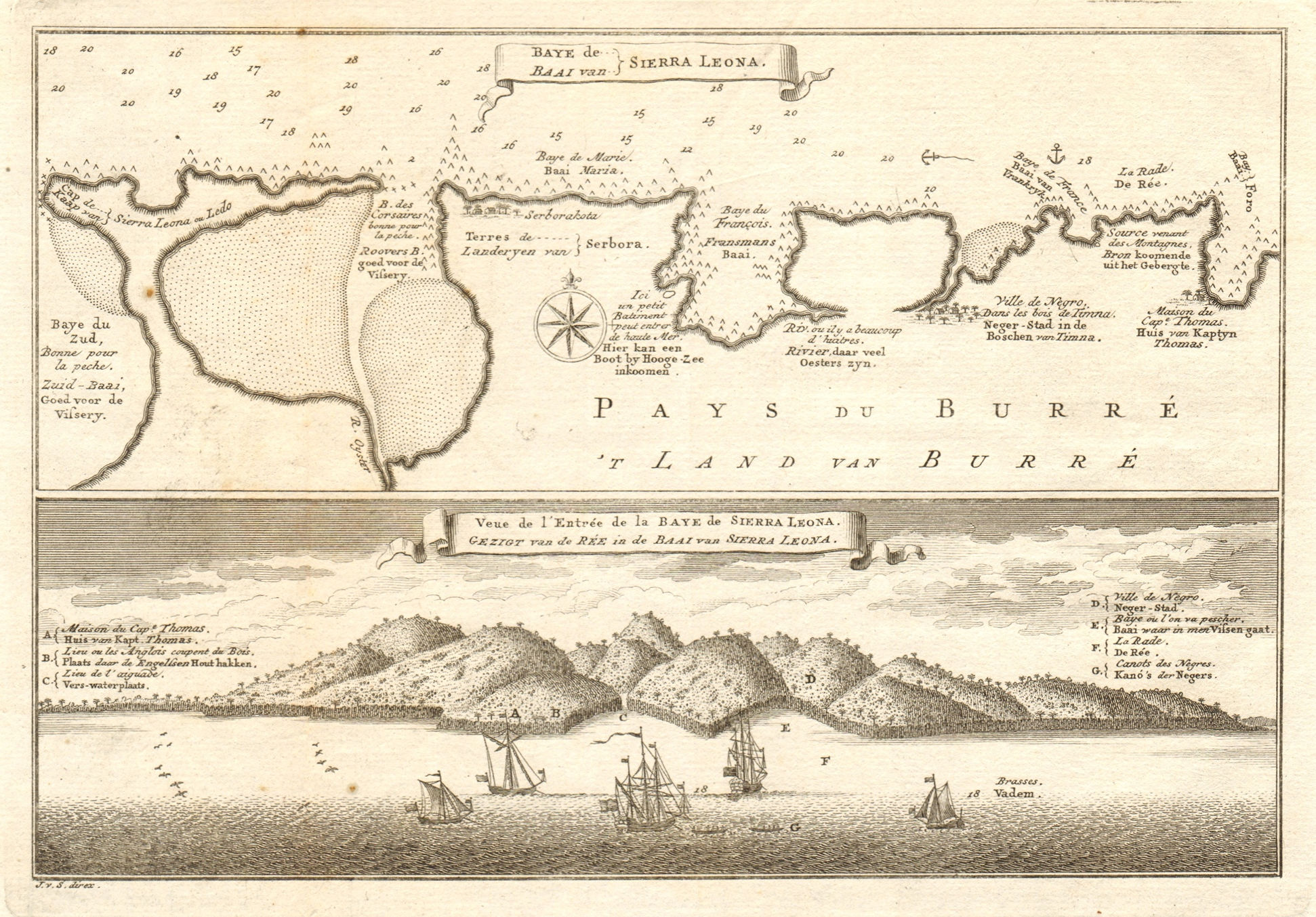 'Baye de Sierra Leona'. Freetown north shore Sierra Leone BELLIN/SCHLEY 1747 map