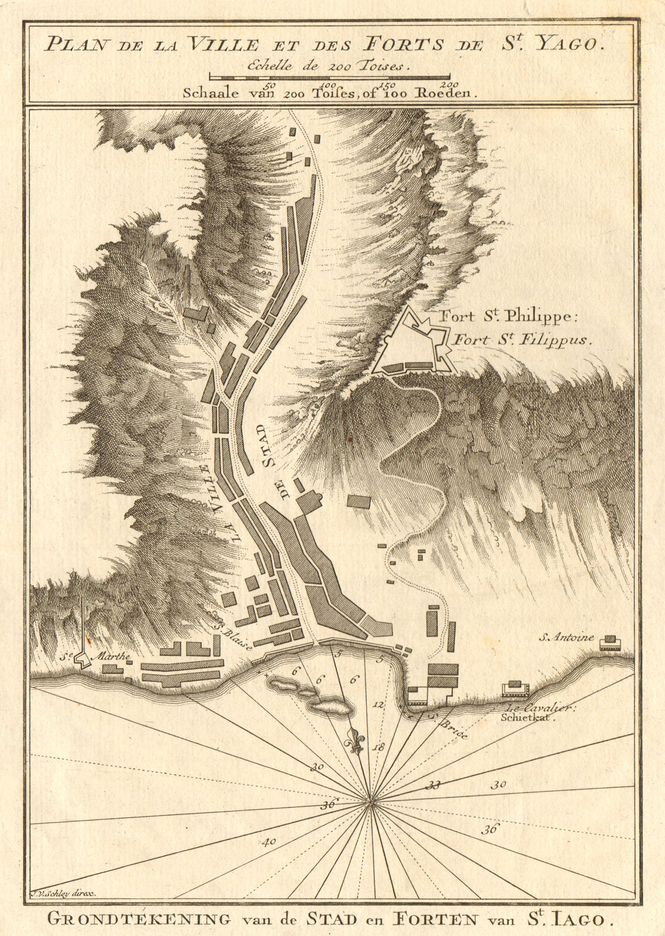Associate Product Plan de la Ville… de St. Yago. Praia Santiago Cape Verde. BELLIN/SCHLEY 1747 map