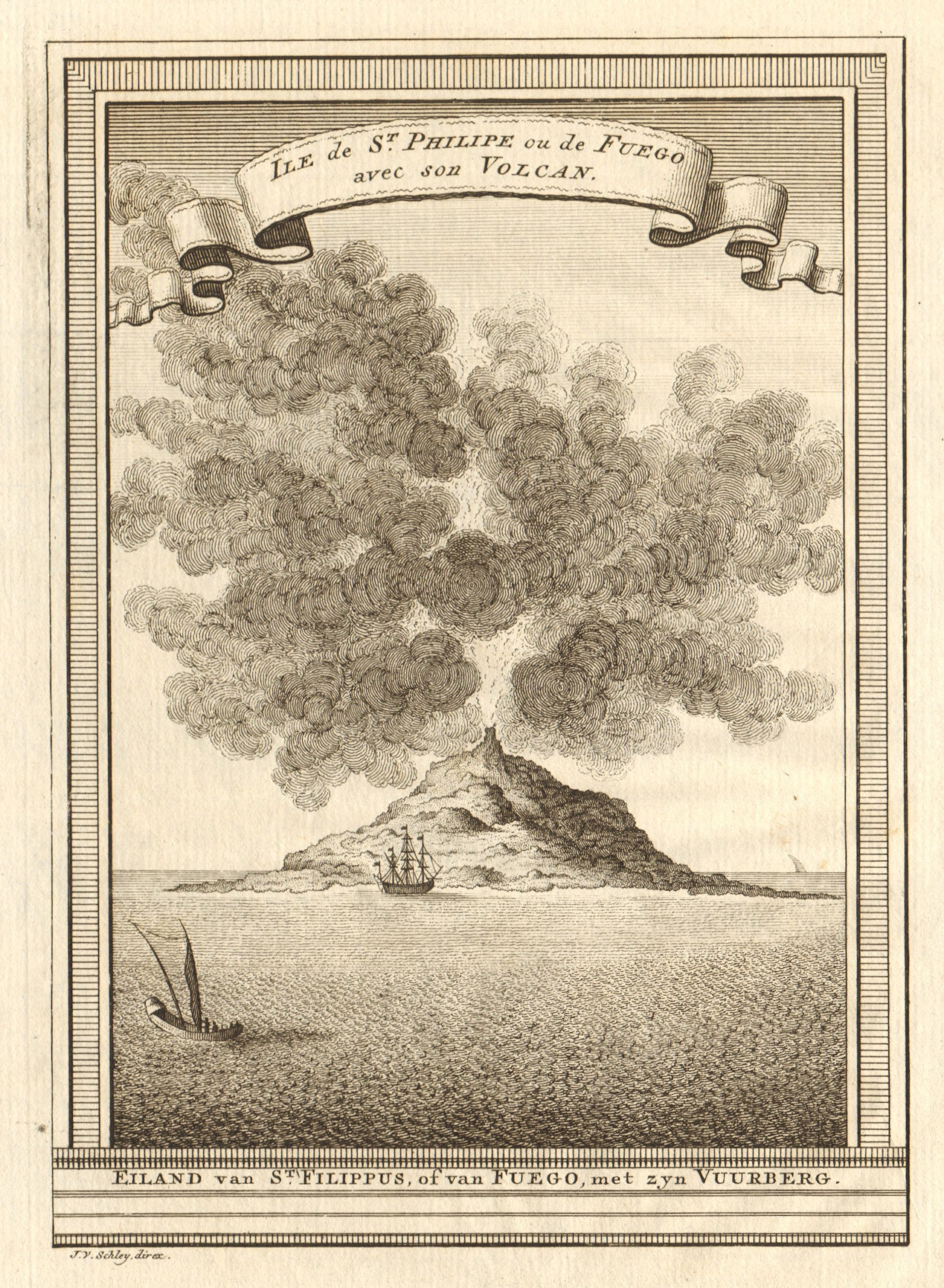 Cape Verde islands. Isle of St. Philippe or Fogo with its volcano. SCHLEY 1747