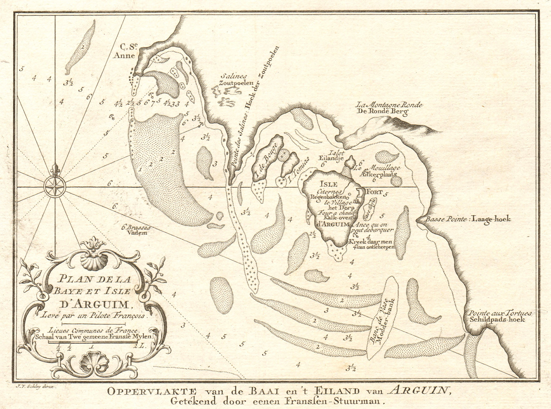 'Plan de la Baye & Isle d'Arguim'. Mauritania. Arguin. BELLIN/SCHLEY 1747 map