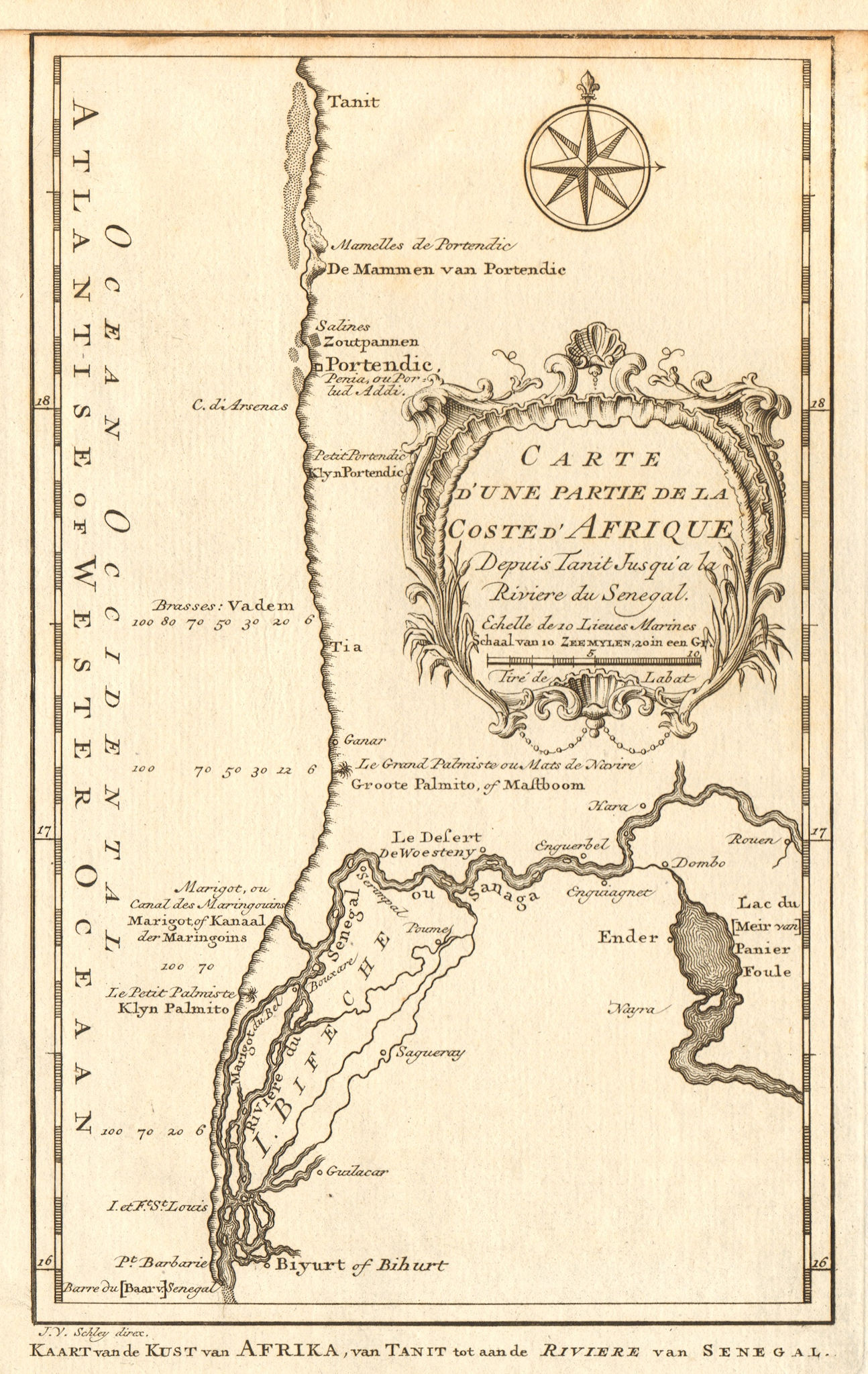 Associate Product 'Partie de la Coste d'Afrique'. Southern Mauritania BELLIN/SCHLEY 1747 old map
