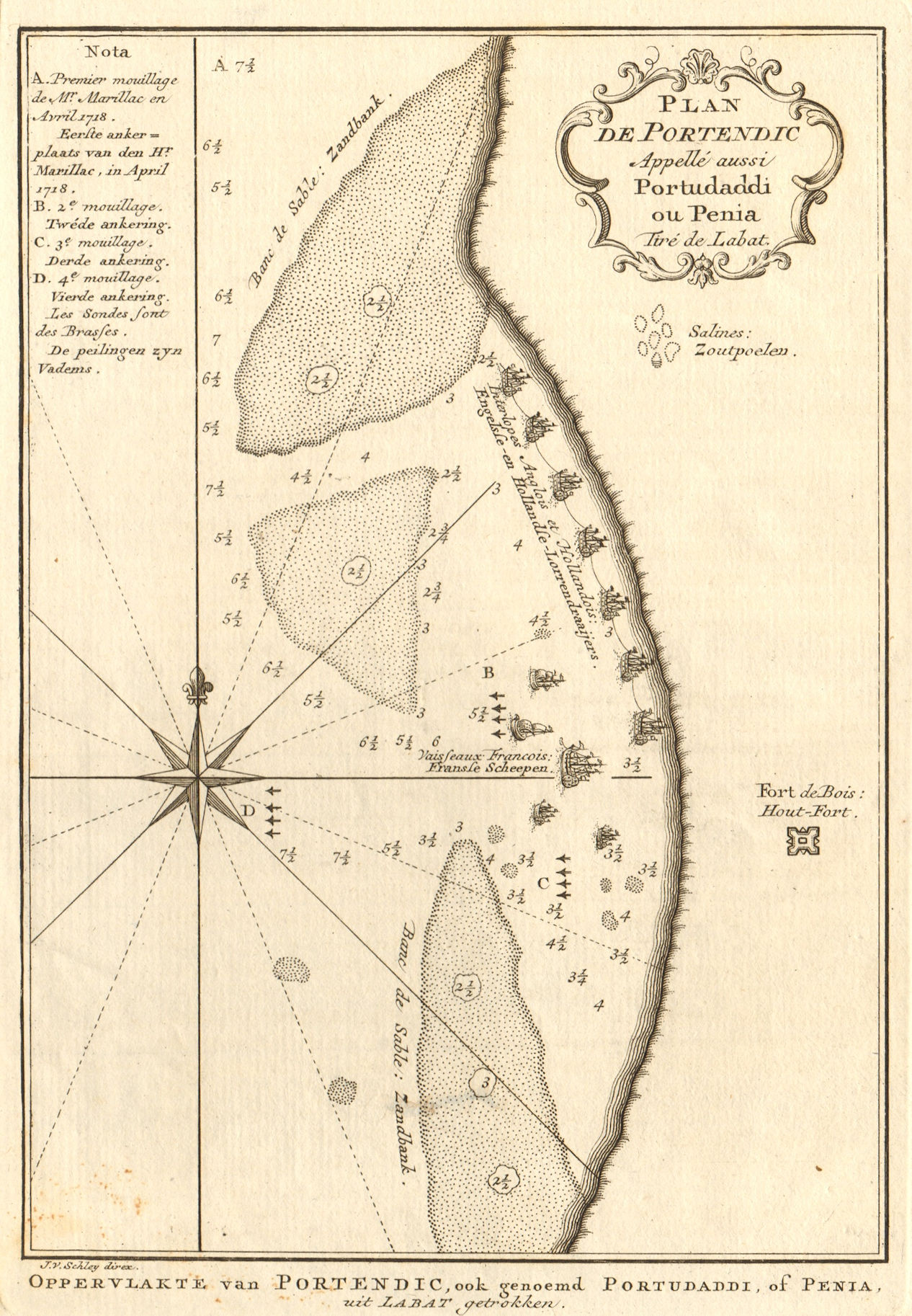 Associate Product 'Plan du Portendic, appellé aussi…' Portendick Mauritania BELLIN/SCHLEY 1747 map