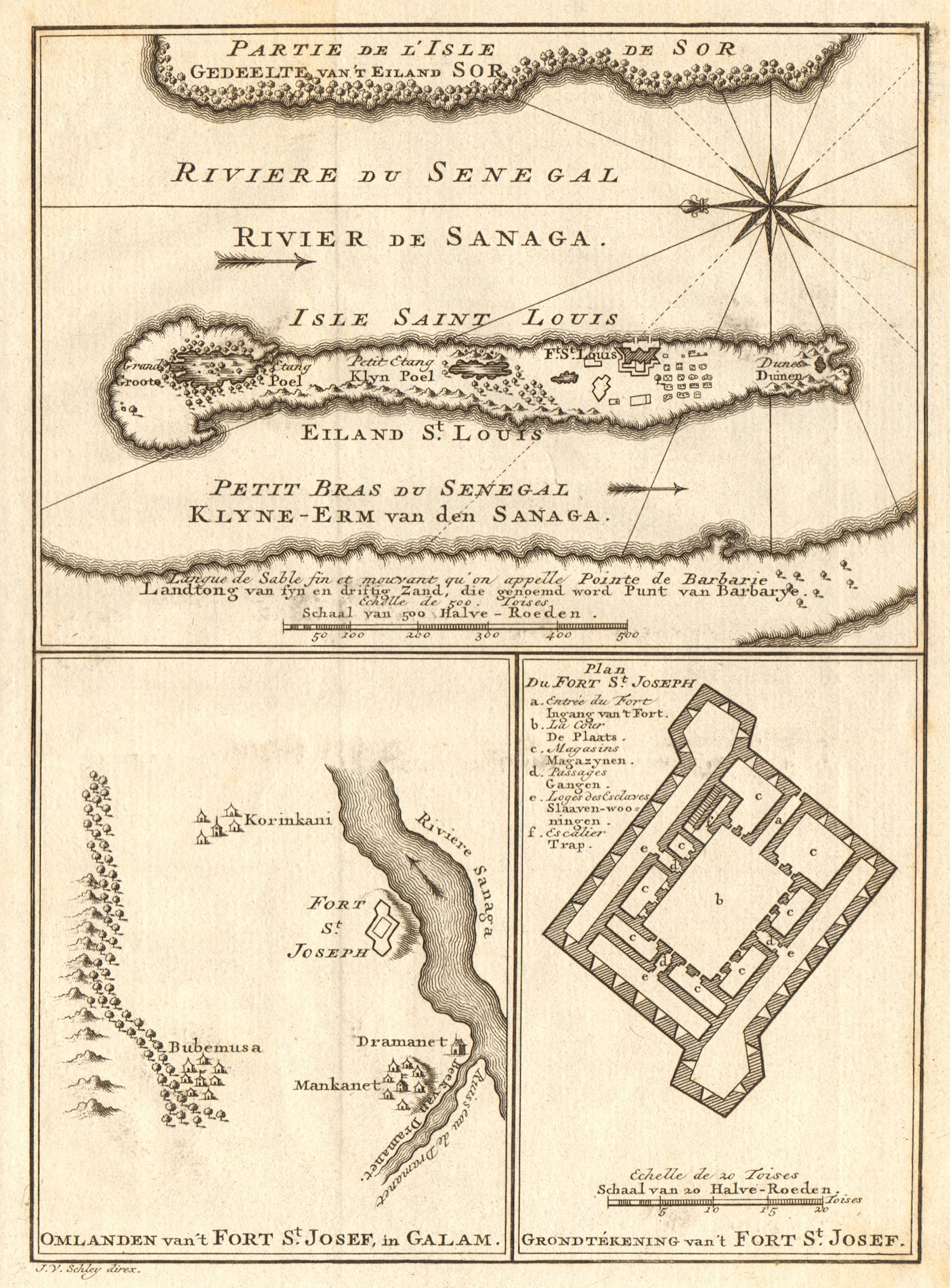 Associate Product River Senegal estuary Isle St. Louis. Fort St. Joseph. BELLIN/SCHLEY 1747 map