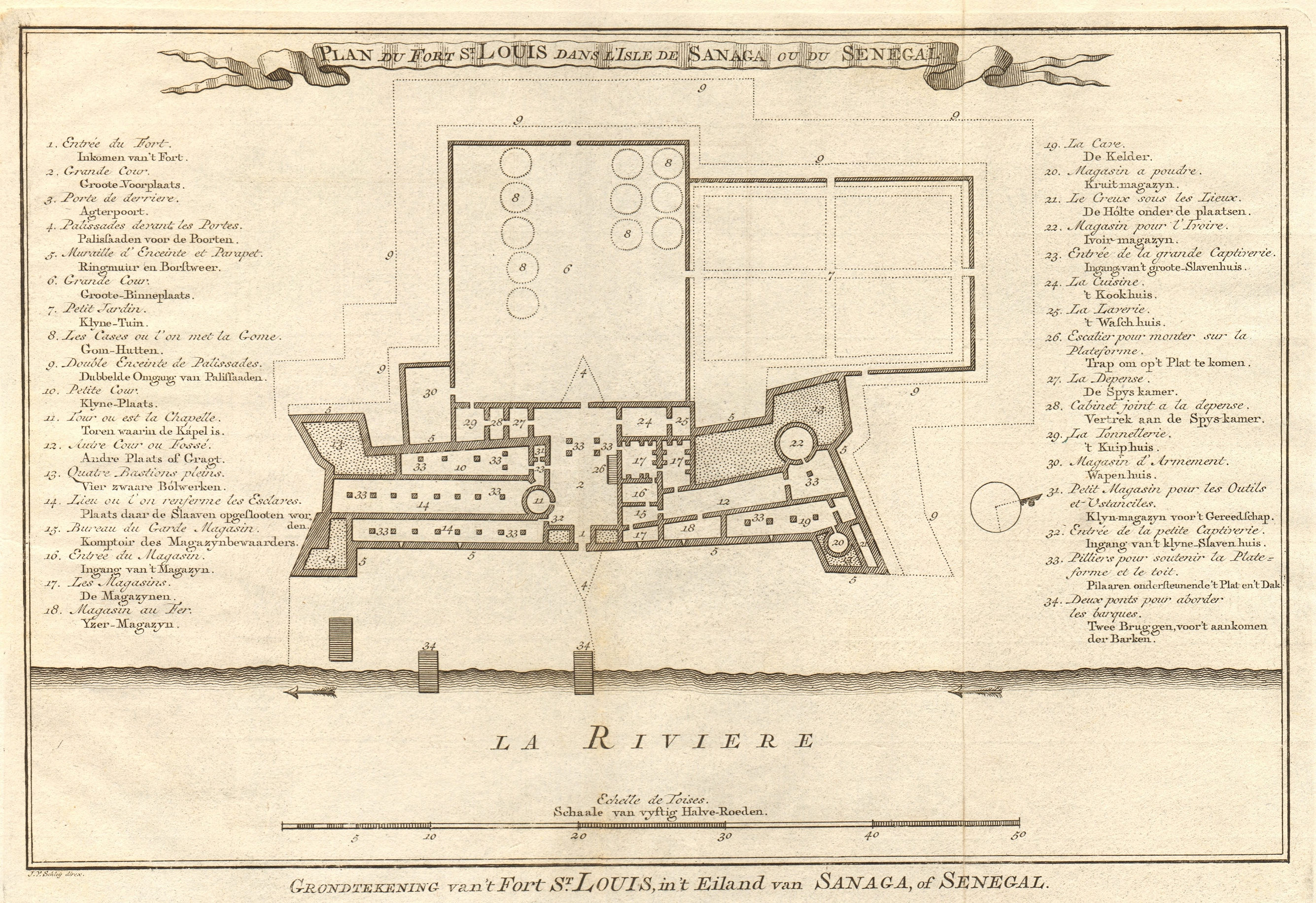 Associate Product 'Fort S. Louis dans I’Isle de Sanaga ou… Sénégal' Senegal BELLIN/SCHLEY 1747 map
