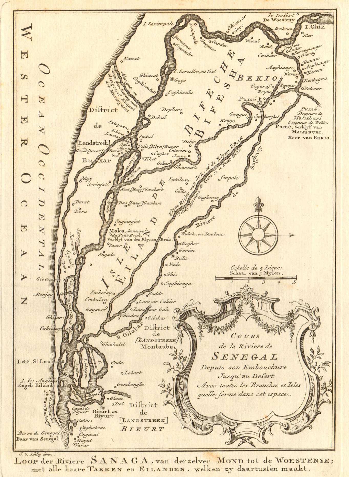 Associate Product 'Cours de la Rivière du Sénégal' Senegal River 1st sheet. BELLIN/SCHLEY 1747 map