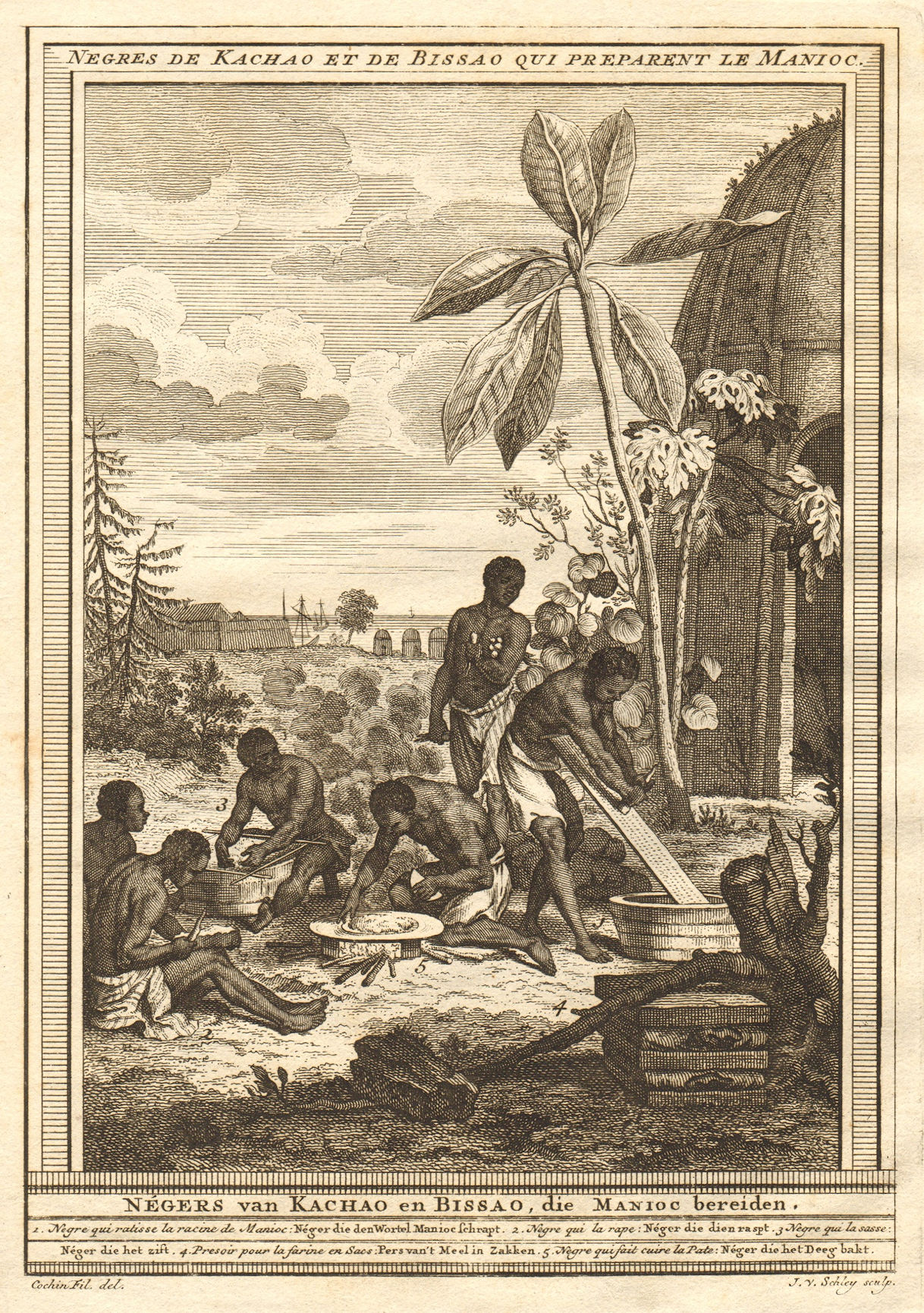 Associate Product Guinea-Bissau. Negroes of Cacheu & Bissau preparing cassava. Manioc. SCHLEY 1747
