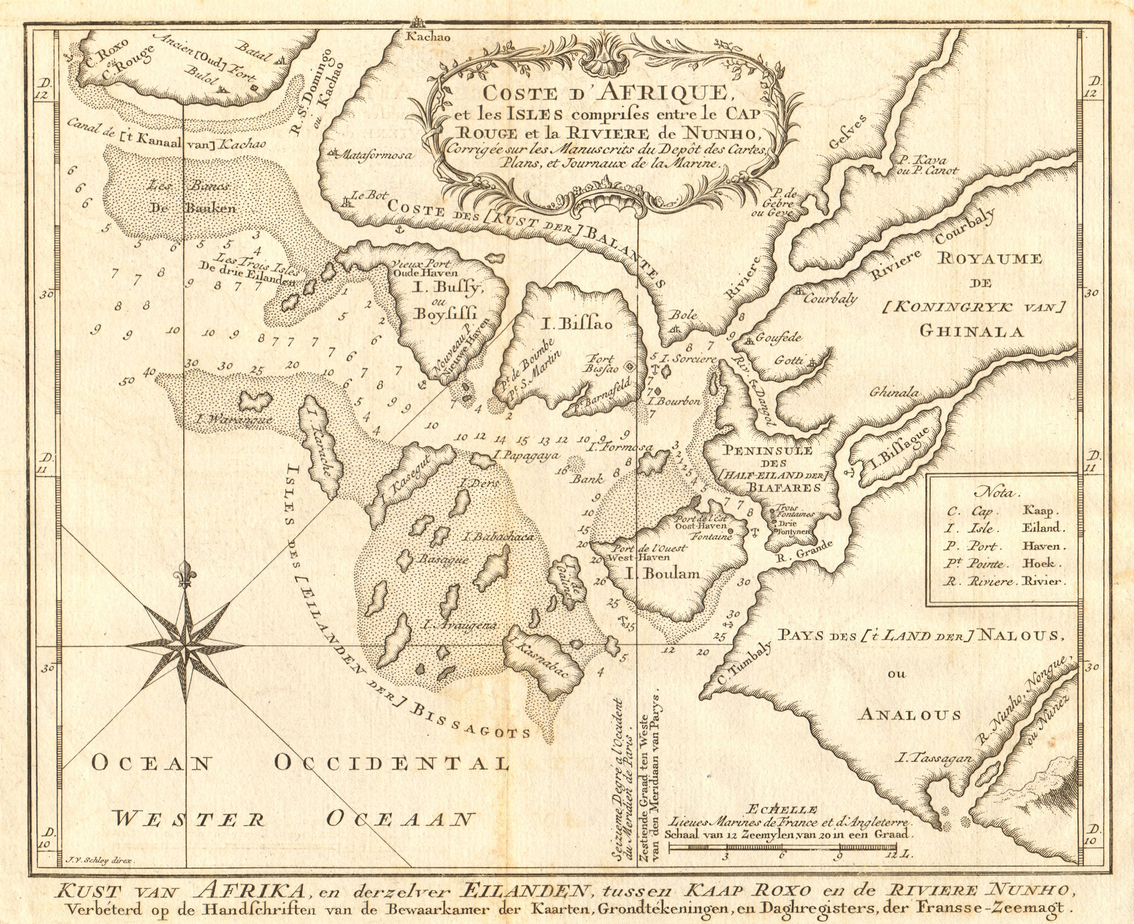 Associate Product 'Coste d’Afrique…' Guinea-Bissau & Bissagos archipelago. BELLIN/SCHLEY 1747 map