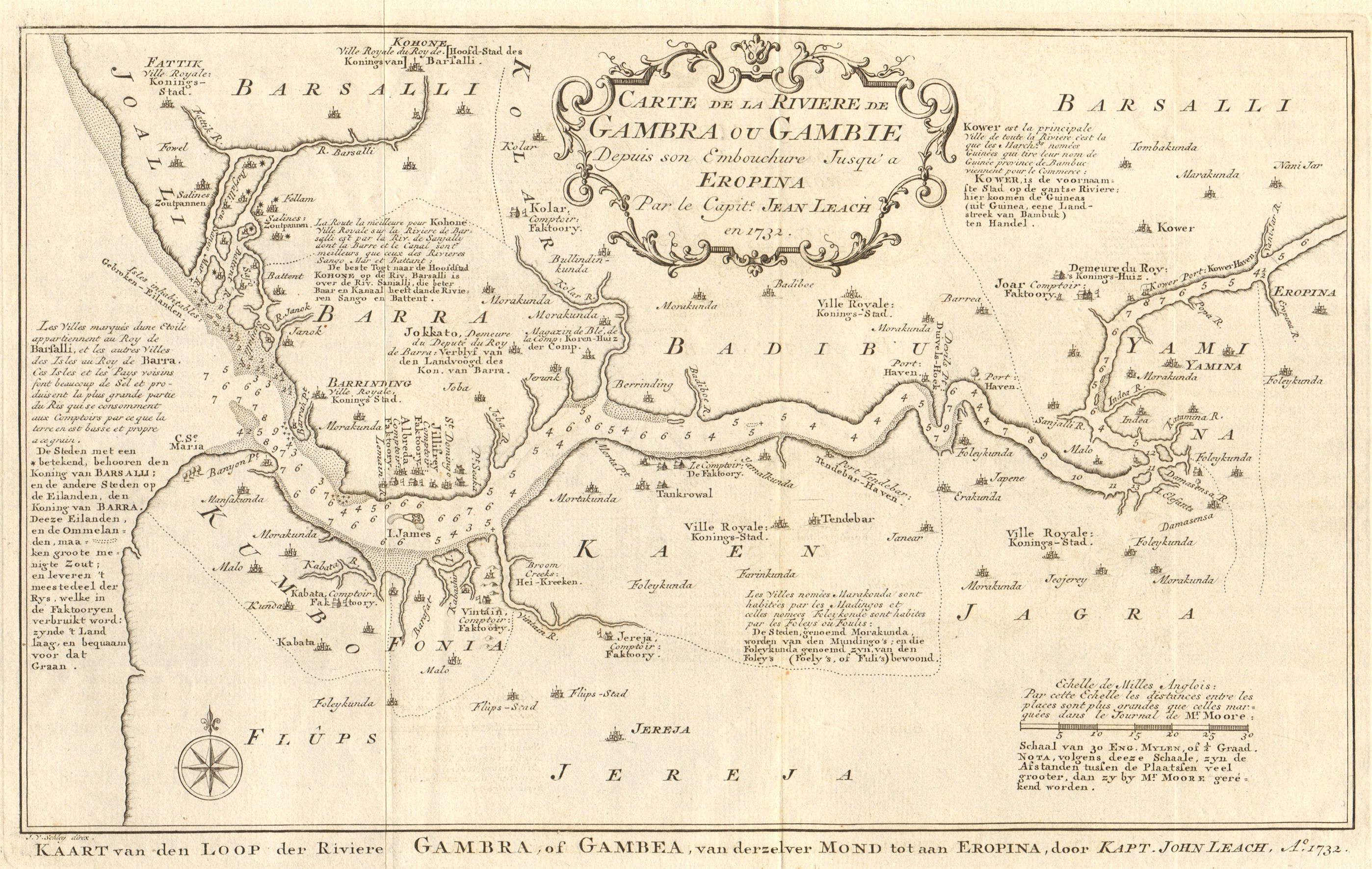'Carte de la Rivière de Gambra ou Gambie…'. Gambia River. BELLIN/SCHLEY 1747 map