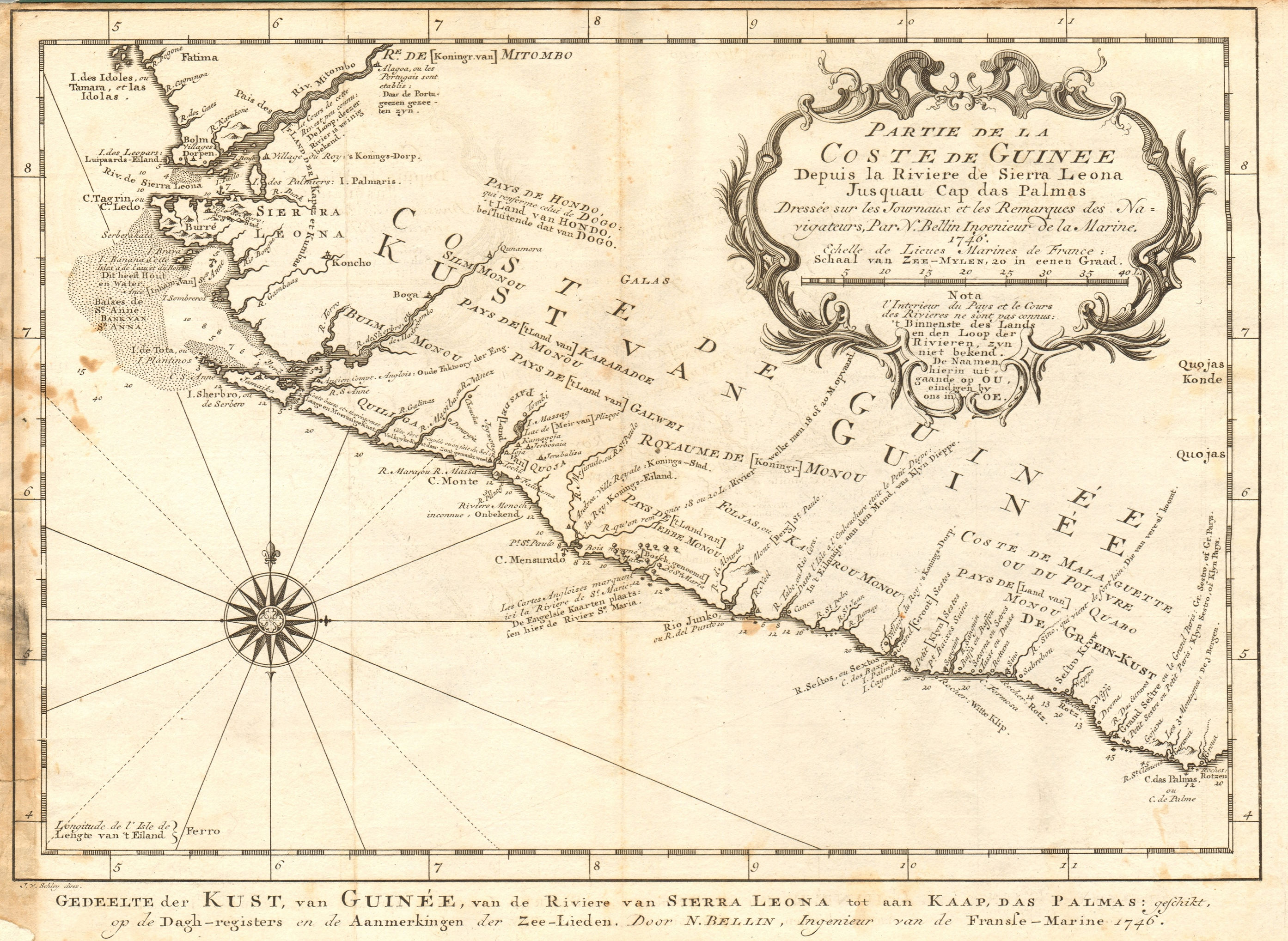 Associate Product 'Partie de la Coste de Guinée' Sierra Leone Liberia coast BELLIN/SCHLEY 1747 map