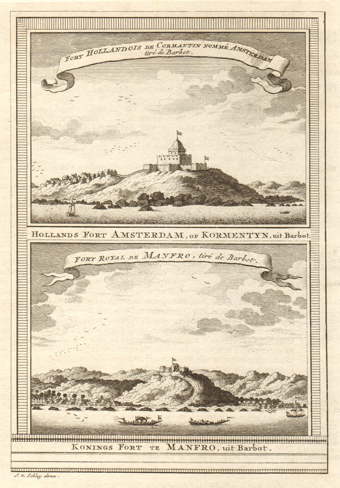 Associate Product Ghana. Fort Amsterdam, Kormantin. Fort Royal Amanful Hill Cape Coast SCHLEY 1747