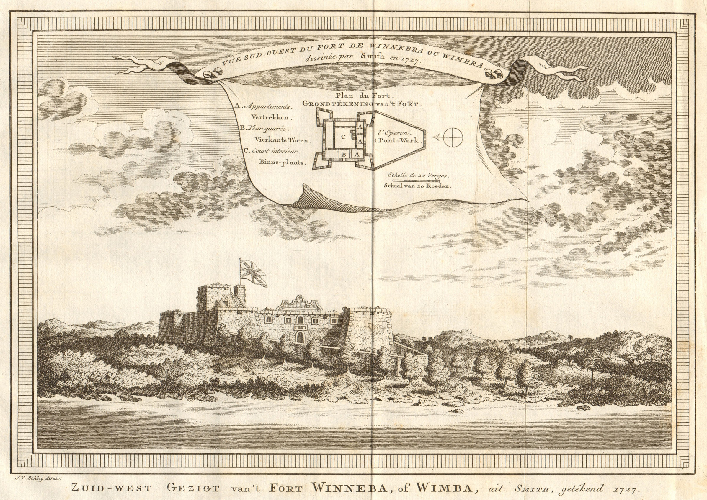 Associate Product 'Vue Sud-Ouest du Fort de Winnebra ou Wimbra'. Fort Winneba, Ghana. SCHLEY 1747