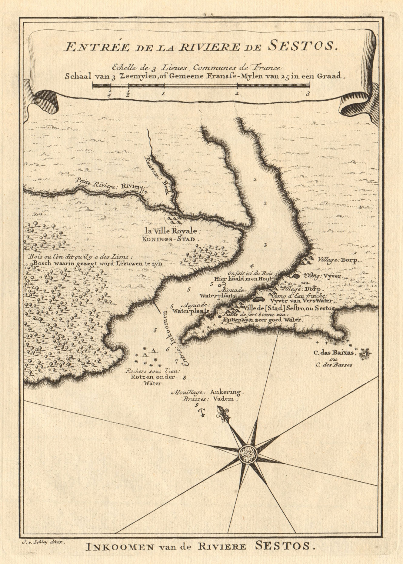 Associate Product Entrée de la Rivière de Sestos. River Cess Cestos Liberia BELLIN/SCHLEY 1748 map