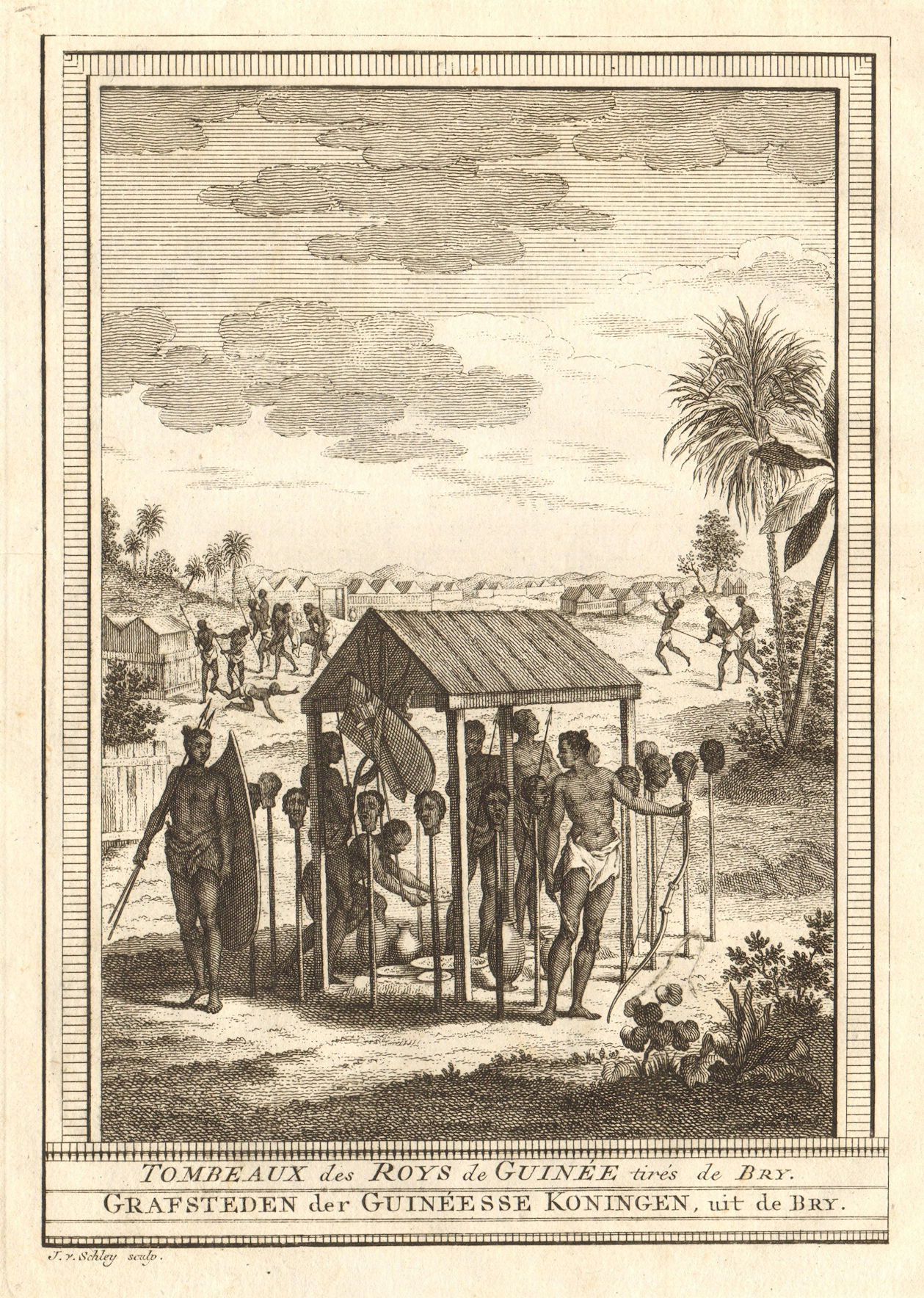 West Africa. Tombs of the Kings of Guinea, taken from Bry. SCHLEY 1748 print