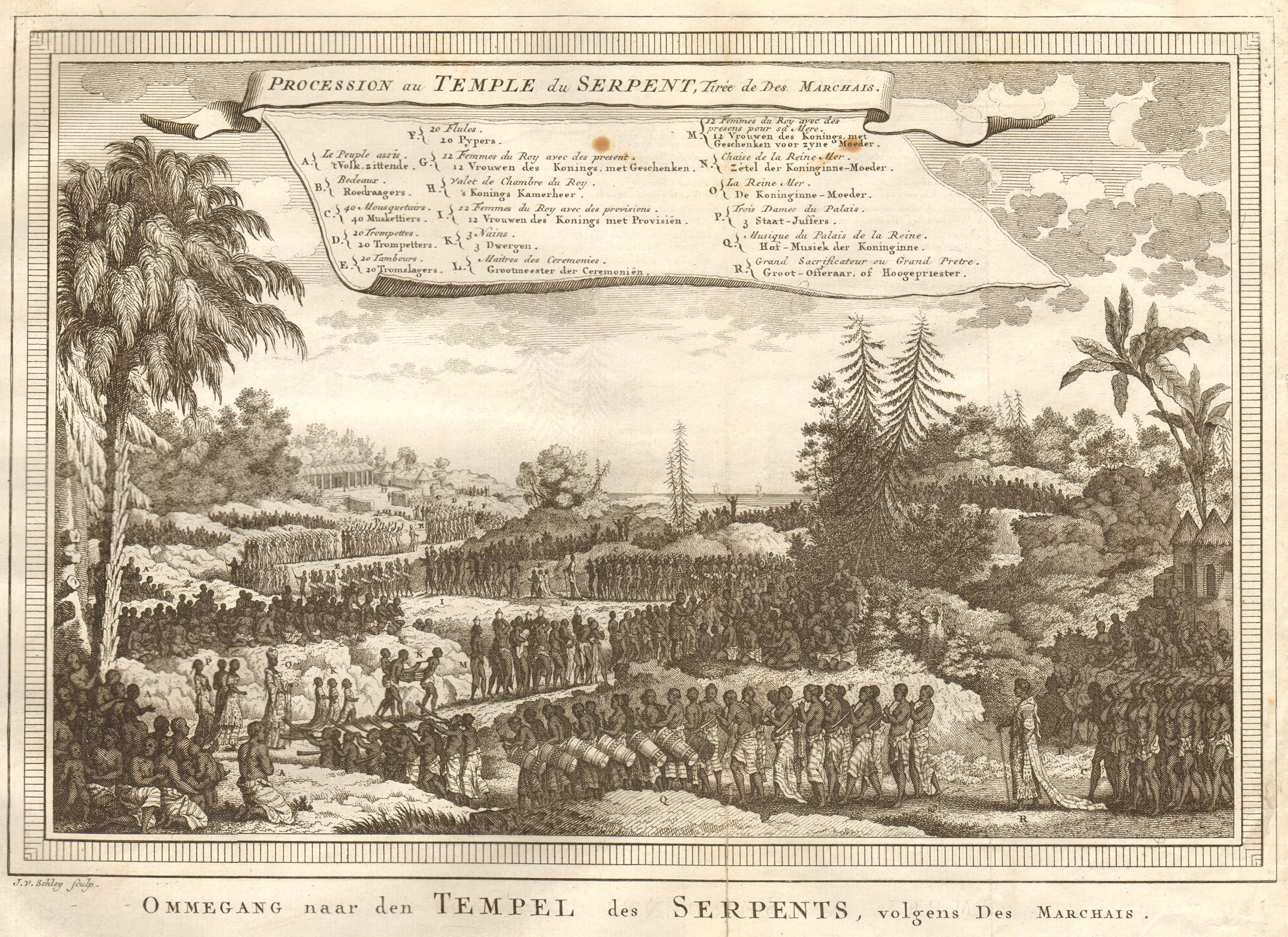 Associate Product 'Procession au Temple du Serpent'. Whydah. Des Marchais. Ouidah. SCHLEY 1748