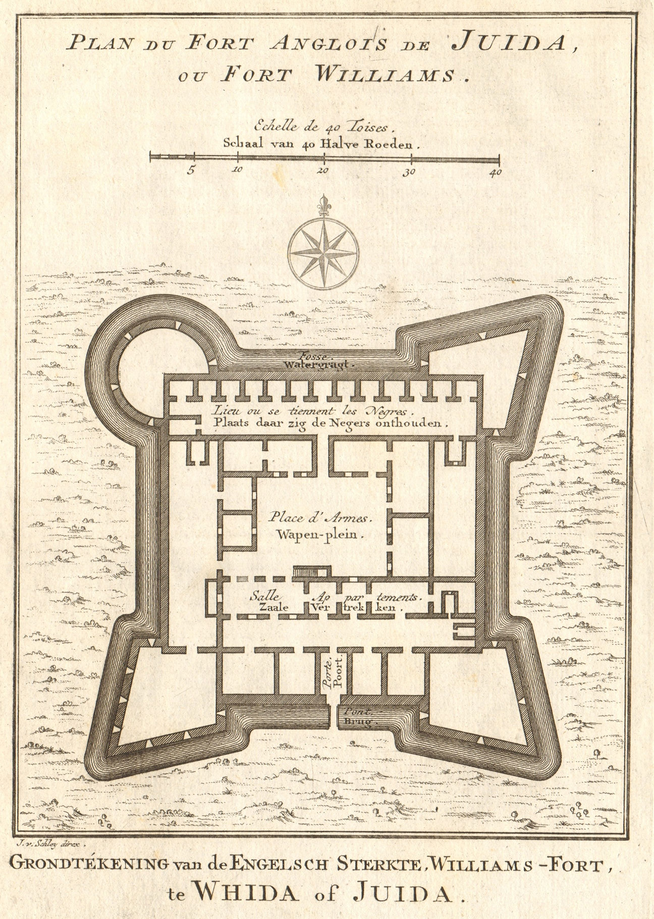 Associate Product 'Fort Anglois de Juida ou Fort Williams'. Ouidah, Benin. BELLIN/SCHLEY 1748 map