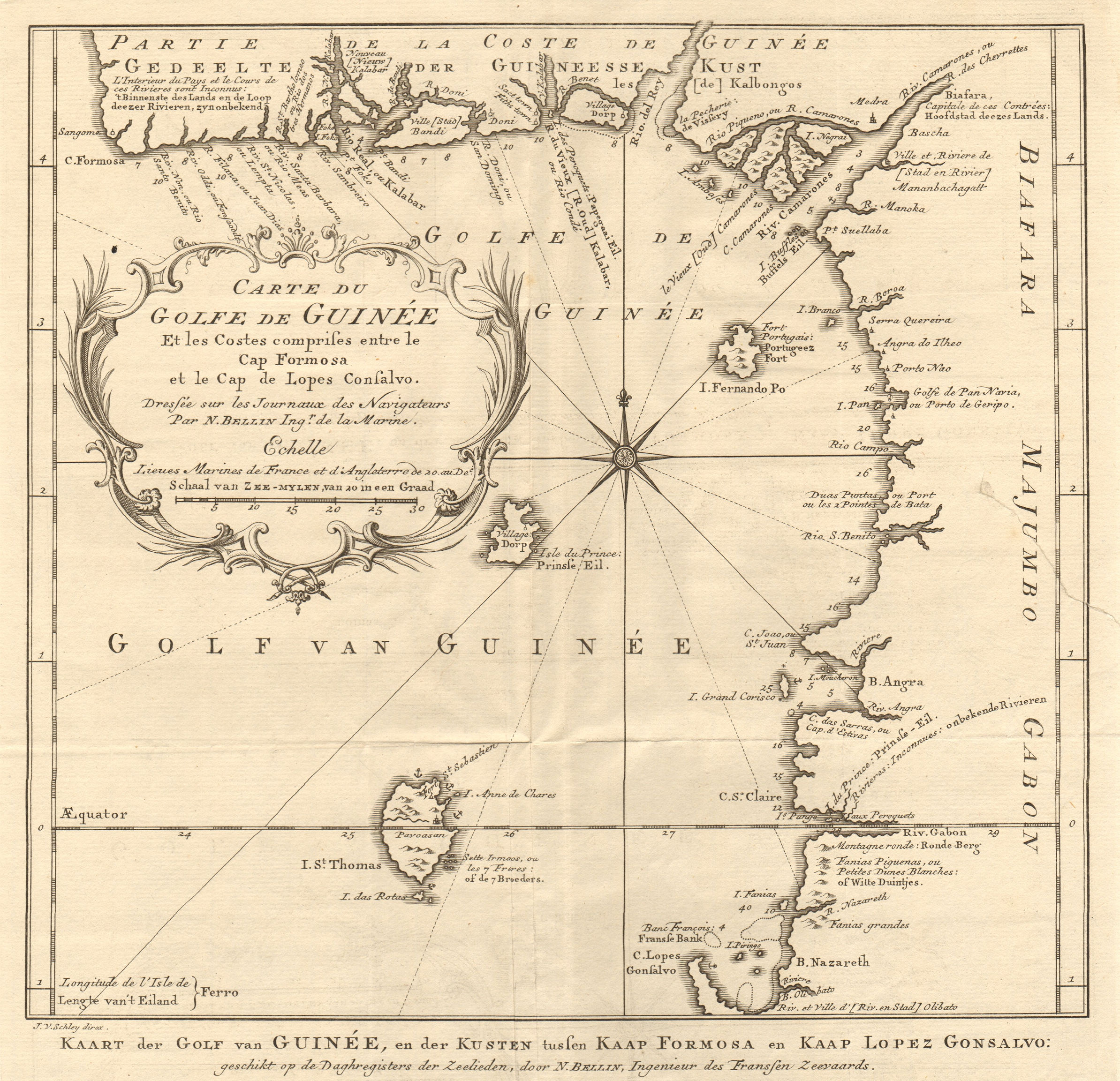 Associate Product Carte du Golfe de Guinée. Gulf of Guinea Nigeria Cameroon BELLIN/SCHLEY 1748 map