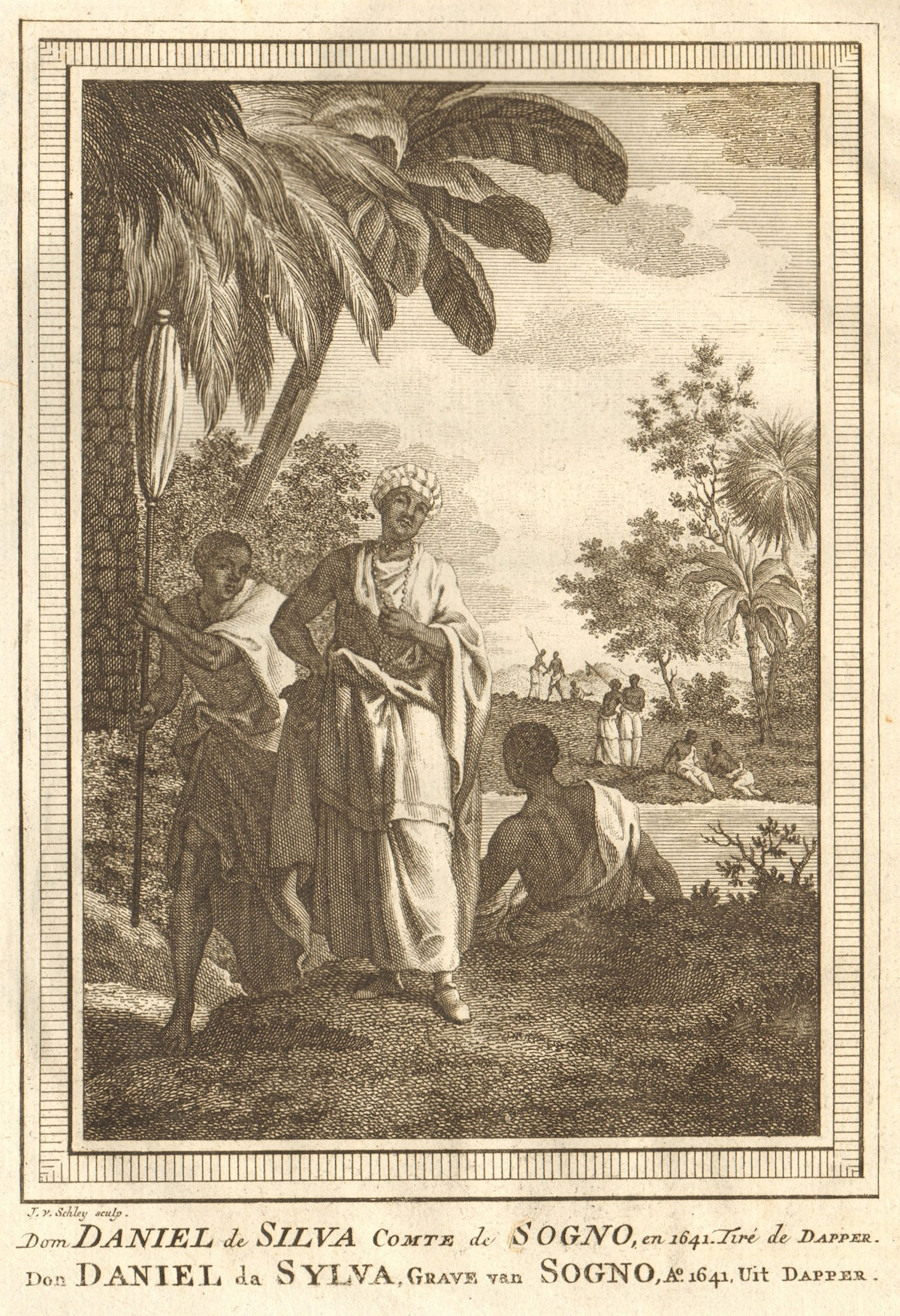 Associate Product Dom Daniel de Silva, Count of Soyo, in 1641. Angola. SCHLEY 1748 old print