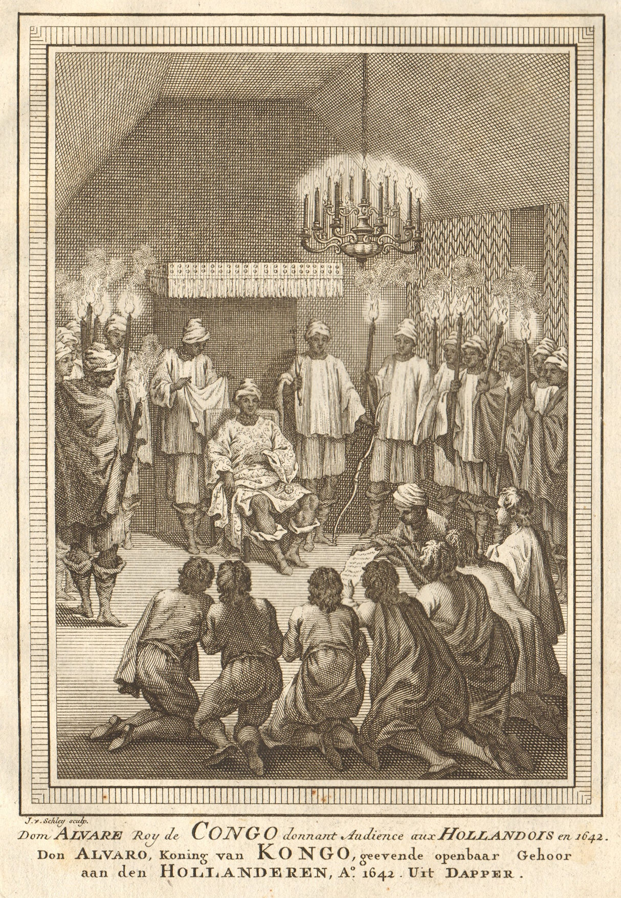 Associate Product King of Kongo (probably Alvaro VI), audience with the Dutch. Congo. SCHLEY 1748