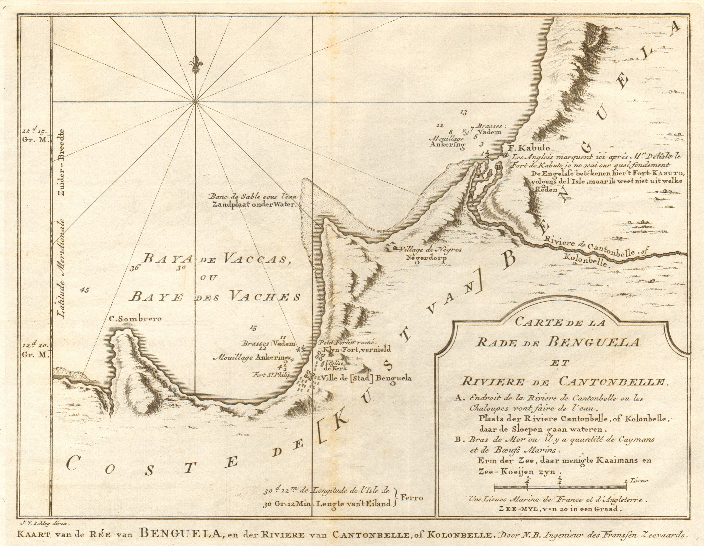Associate Product 'La Rade de Benguela & Rivière de Cantonbelle'. Angola. BELLIN/SCHLEY 1748 map