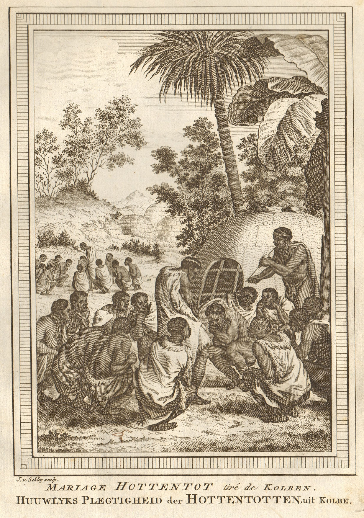 Associate Product 'Mariage Hottentot'. Southern Africa. Khoikhoi Wedding. SCHLEY 1748 old print