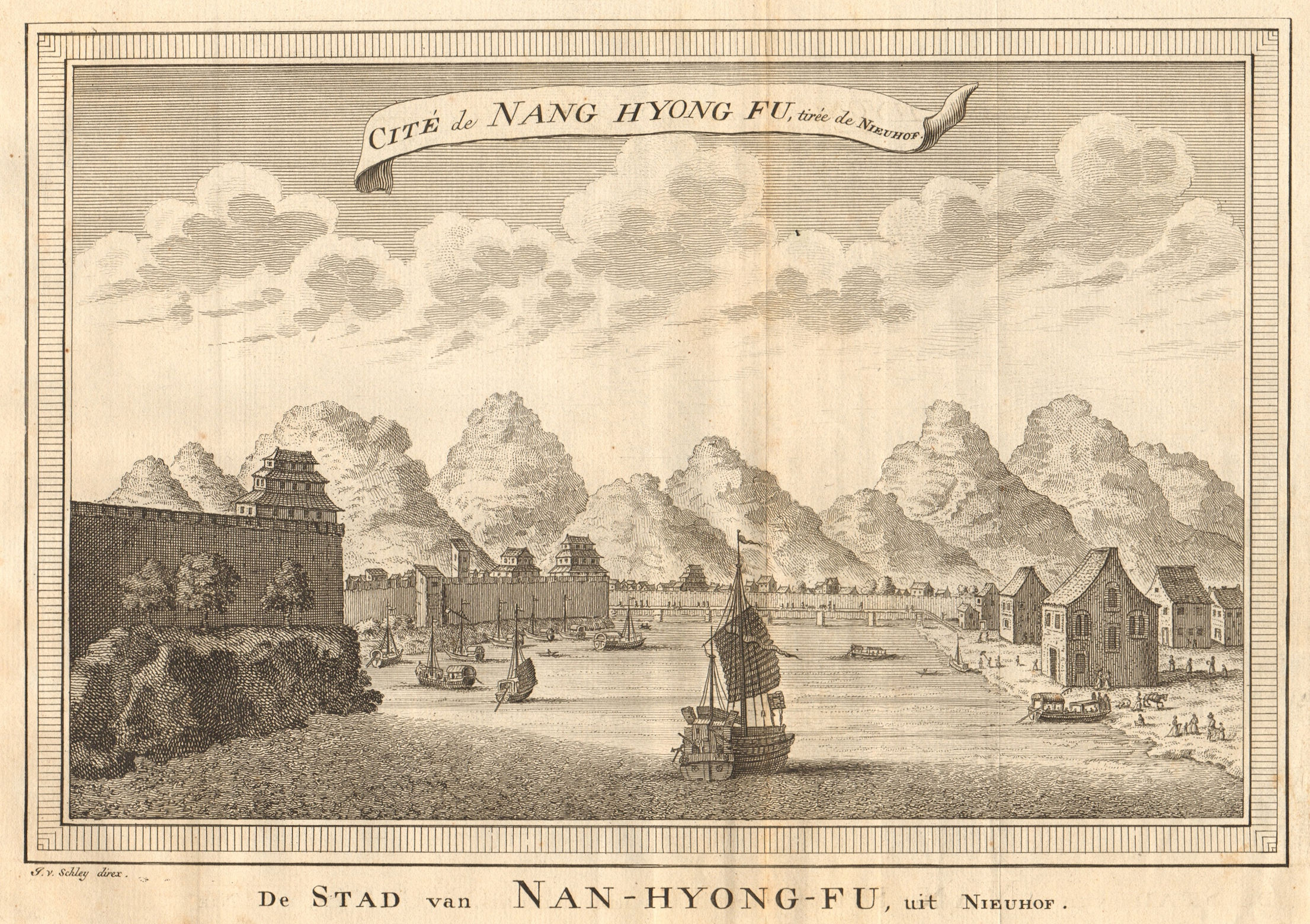 Associate Product 'Cité de Nang Hyong Fu'. City of Nanxiong, China, from Nieuhof. SCHLEY 1749