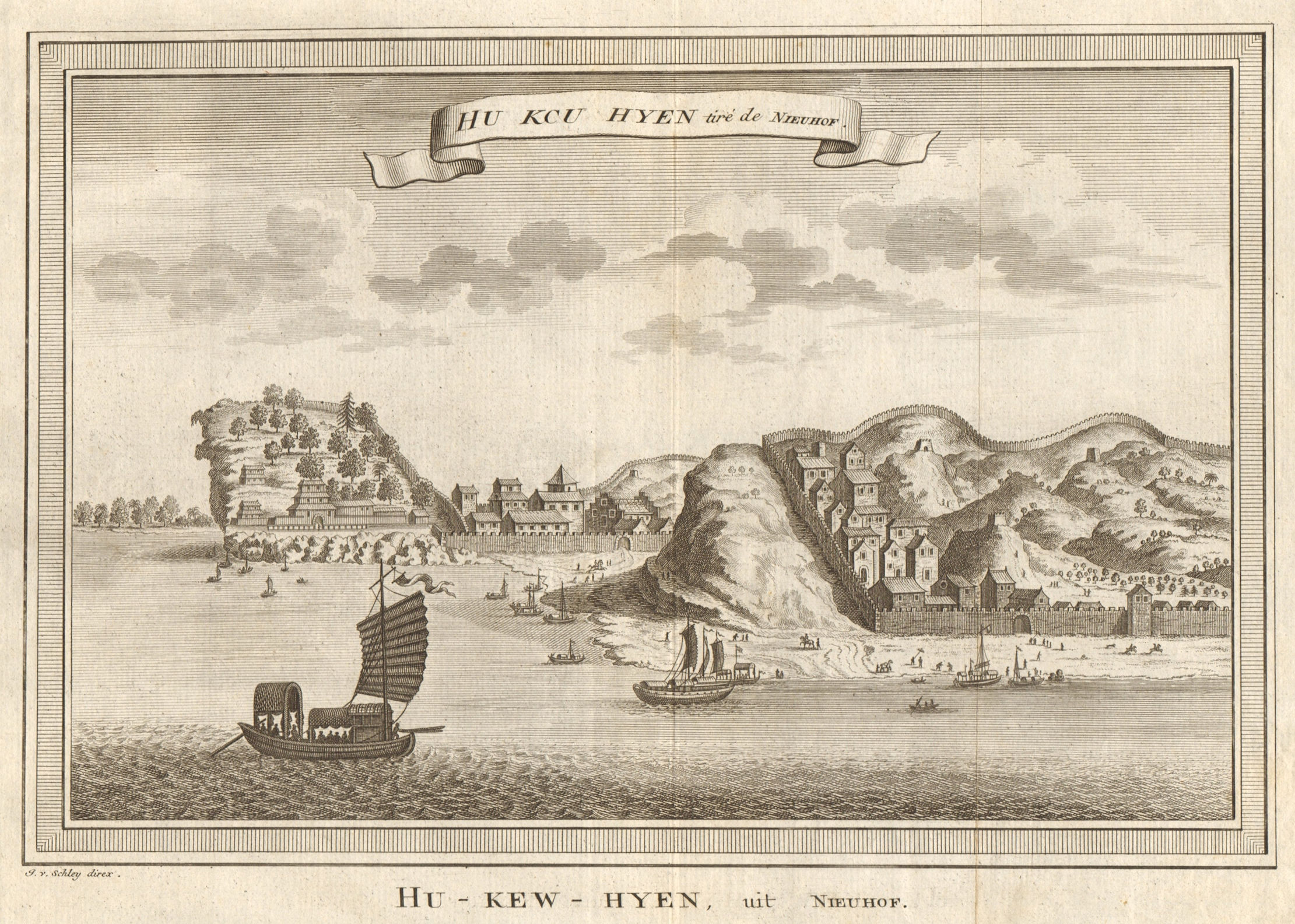 Associate Product 'Hu keu hyen'. View of Hukou, Jiangxi, China. Junks. SCHLEY 1749 old print