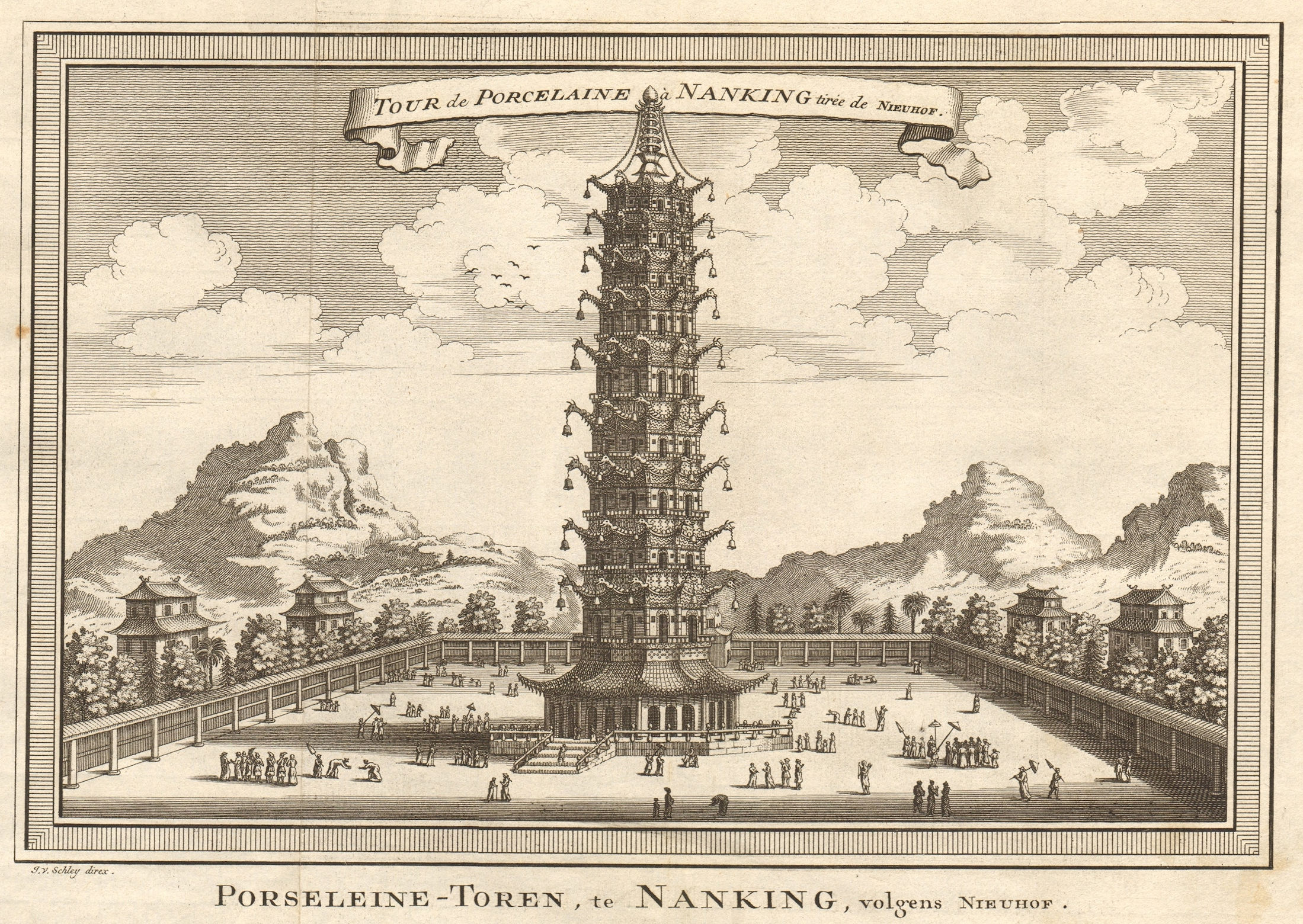 'Tour de Porcelaine à Nanking'. Nanjing tower. Great Bao'en Temple. SCHLEY 1749