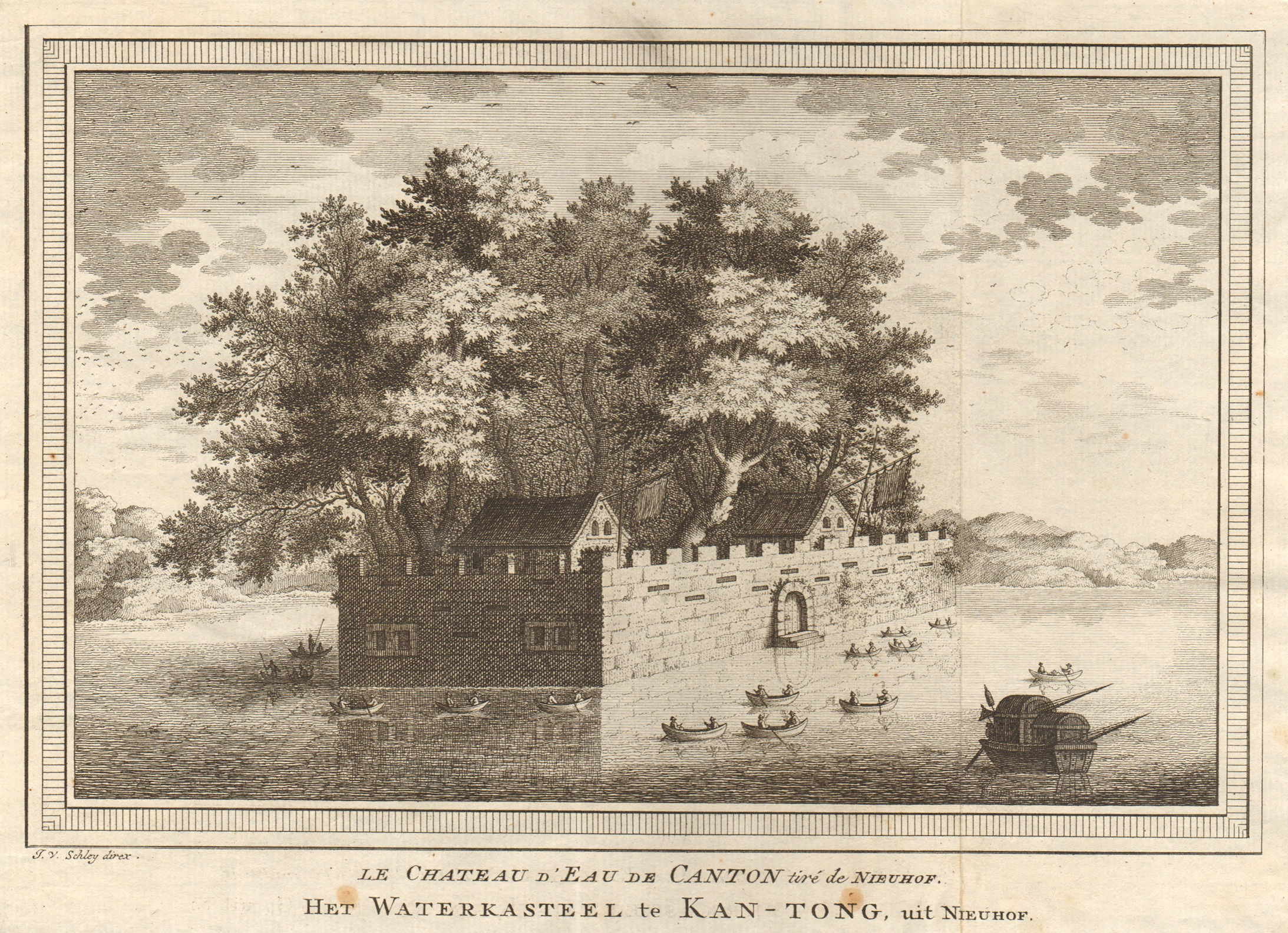 Associate Product 'Le Château d’Eau de Canton'. Water Castle Guangzhou China. Nieuhof. SCHLEY 1749