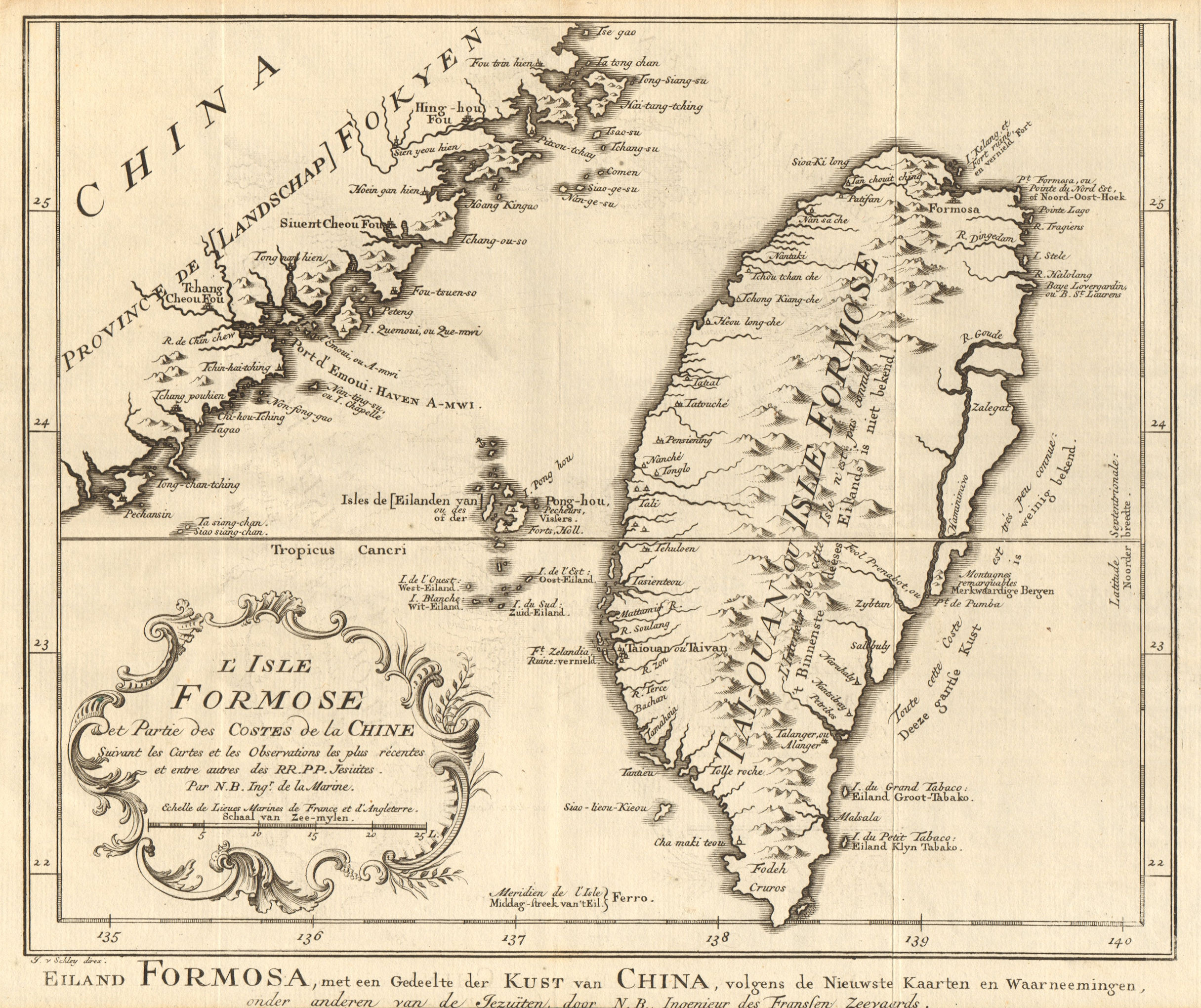 'Formose & partie… de la Chine'. Taiwan Formosa China. BELLIN/SCHLEY 1749 map