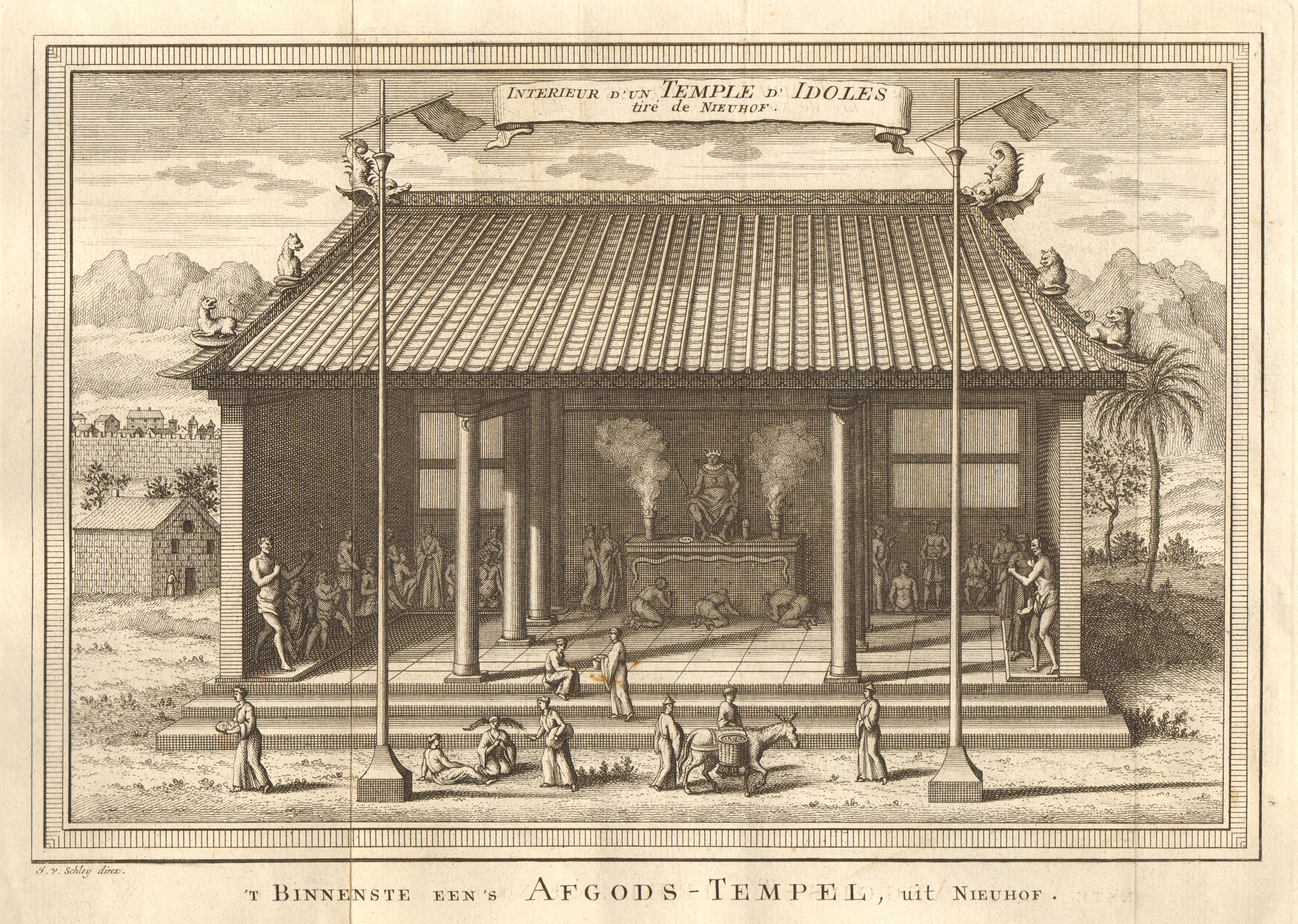 Associate Product 'Intérieur d’un Temple d’ldoles'. China. Temple of idols. SCHLEY 1749 print