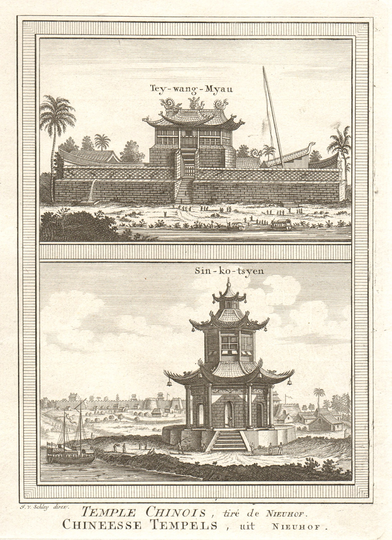 Associate Product Temples Chinois. China Chinese temples; Tey Wang Myan, Sin ko tsyen. SCHLEY 1749