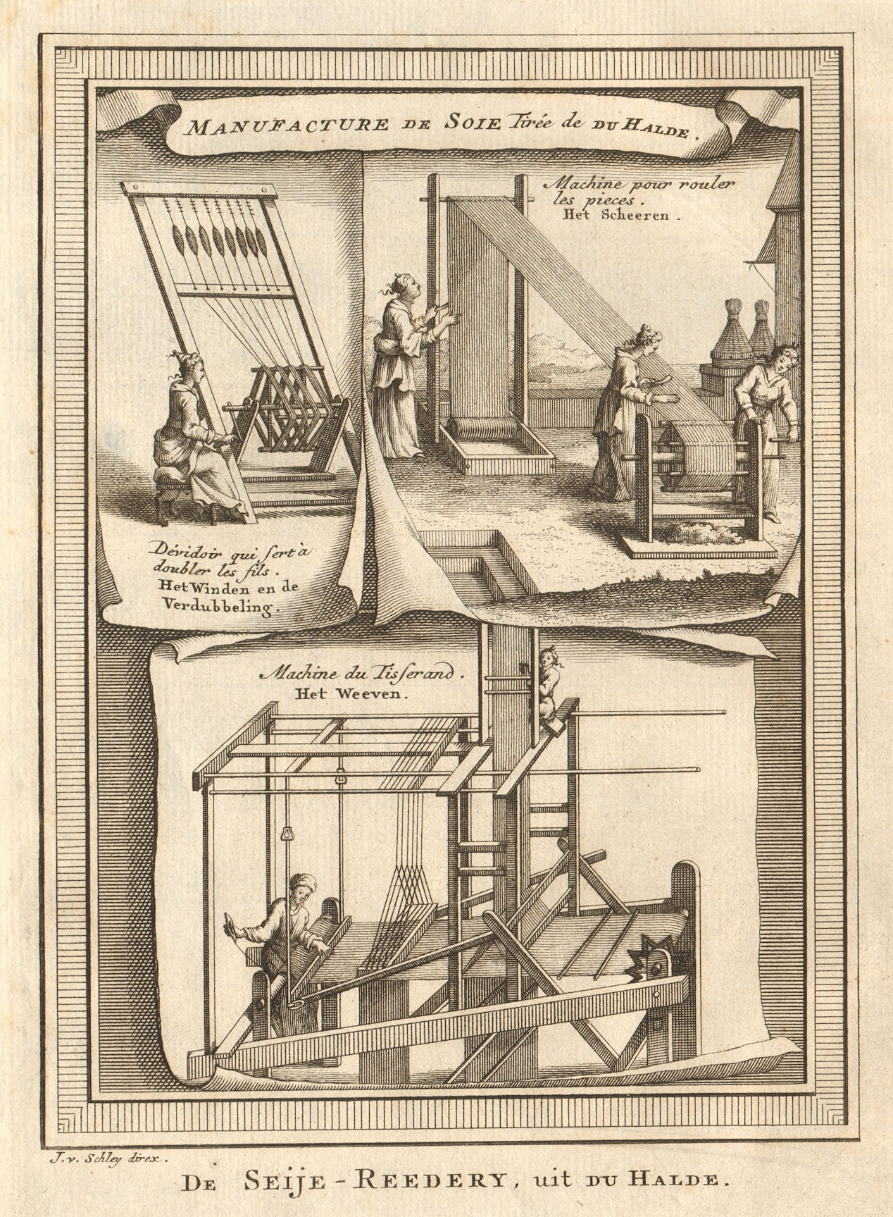 China. Silk manufacture. Machine for doubling filaments. Weaving. SCHLEY 1749