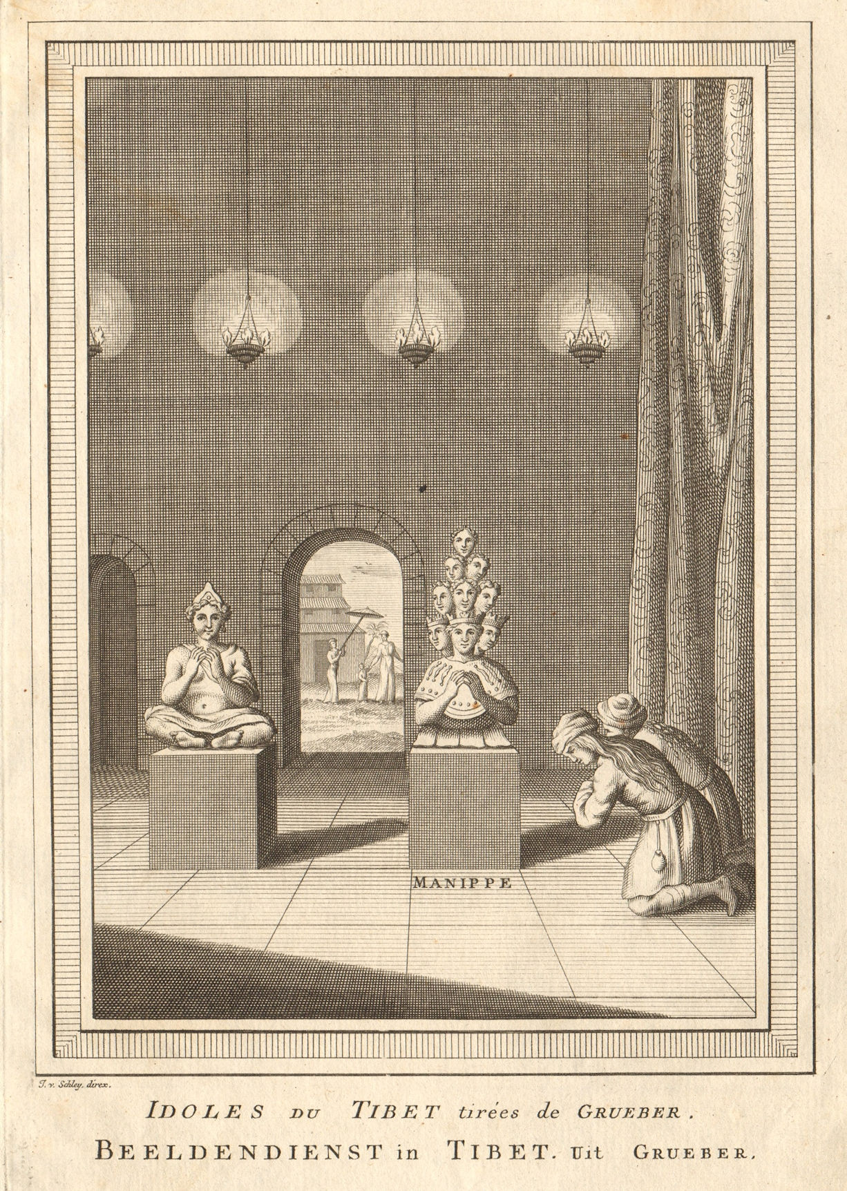 Associate Product 'Idoles du Thibet'. Tibetan idols, taken from Grueber. Manippe. SCHLEY 1749