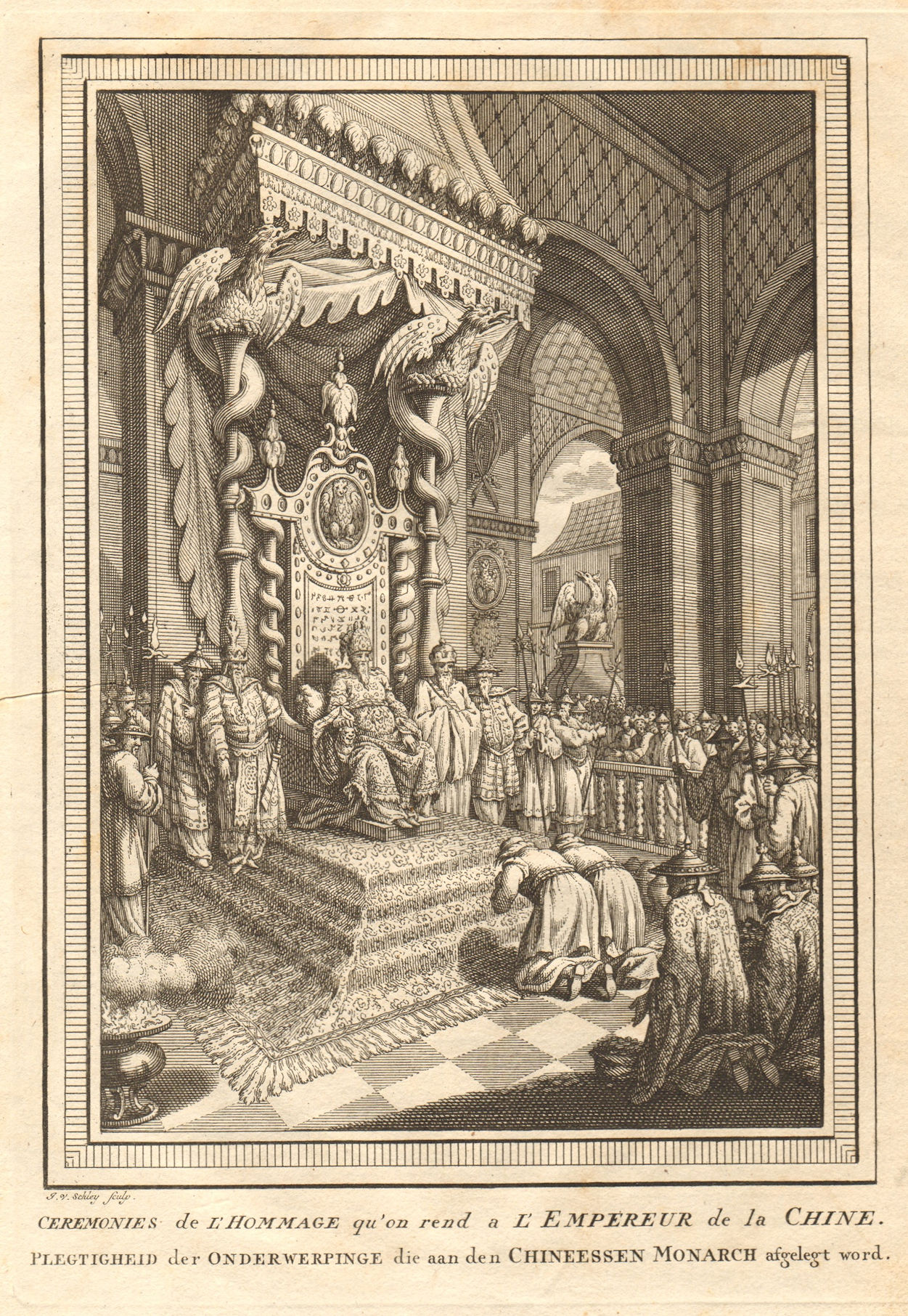 'Cérémonies de l’Hommage'. Homage to the Emperor of China. SCHLEY 1749 print