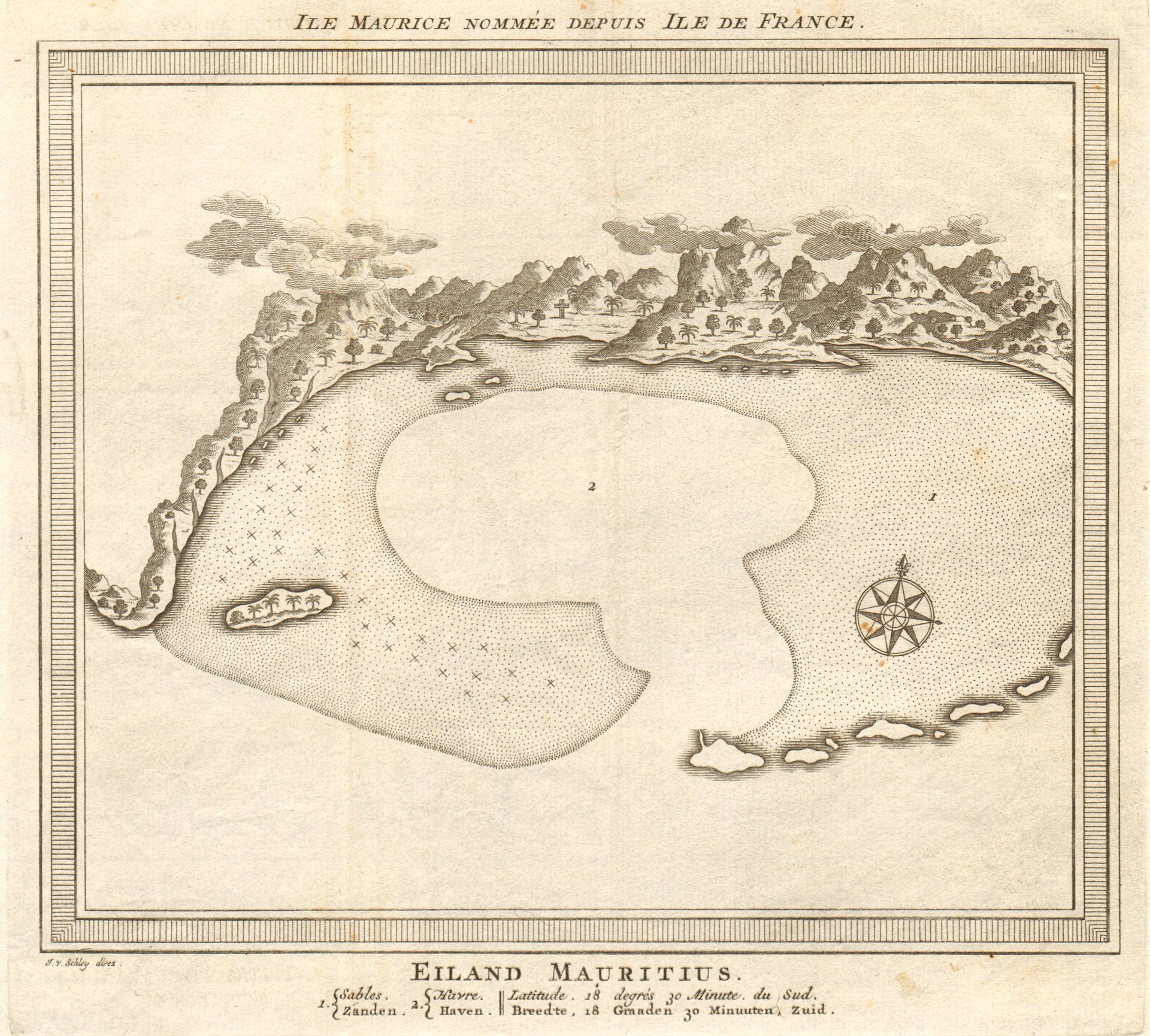 'Isle Maurice… Isle de France'. Grand Port, Mauritius. BELLIN/SCHLEY 1753 map