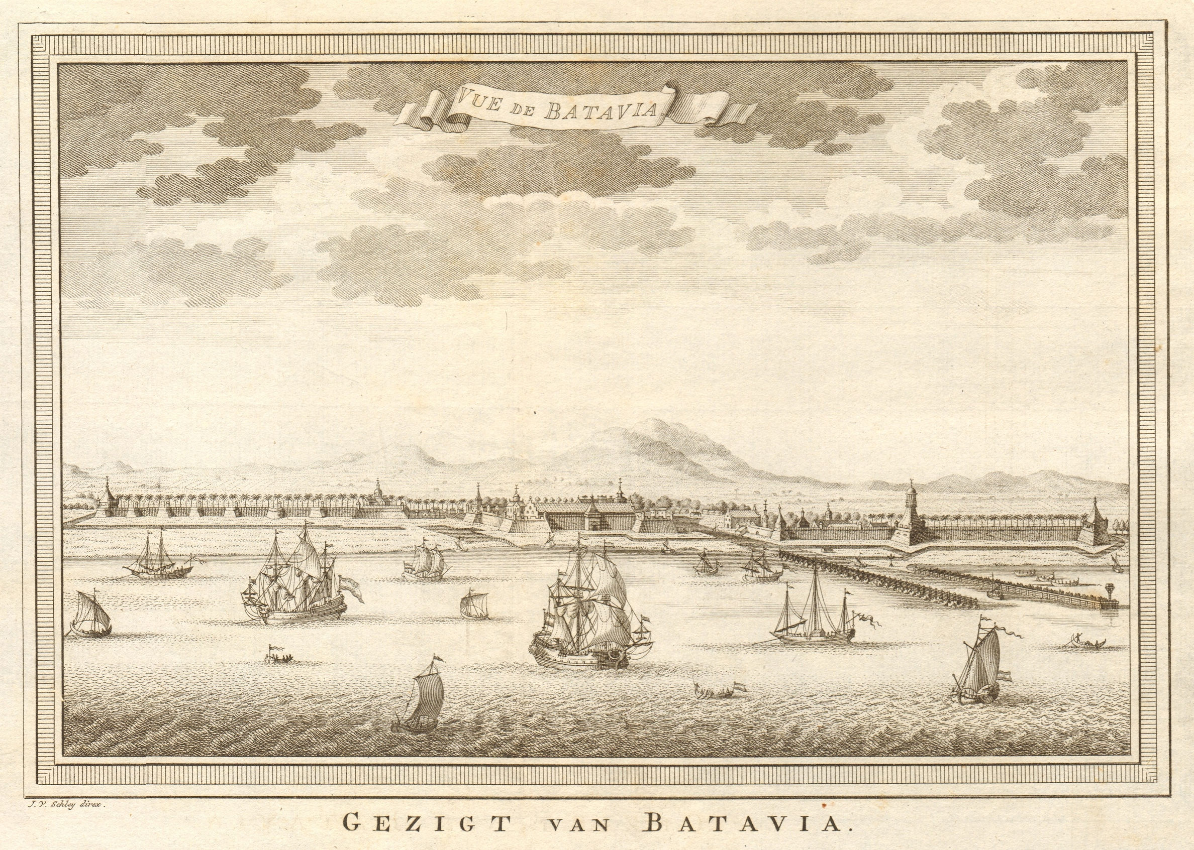 Associate Product View of the city of Batavia, Dutch East Indies. Jakarta, Indonesia. SCHLEY 1753