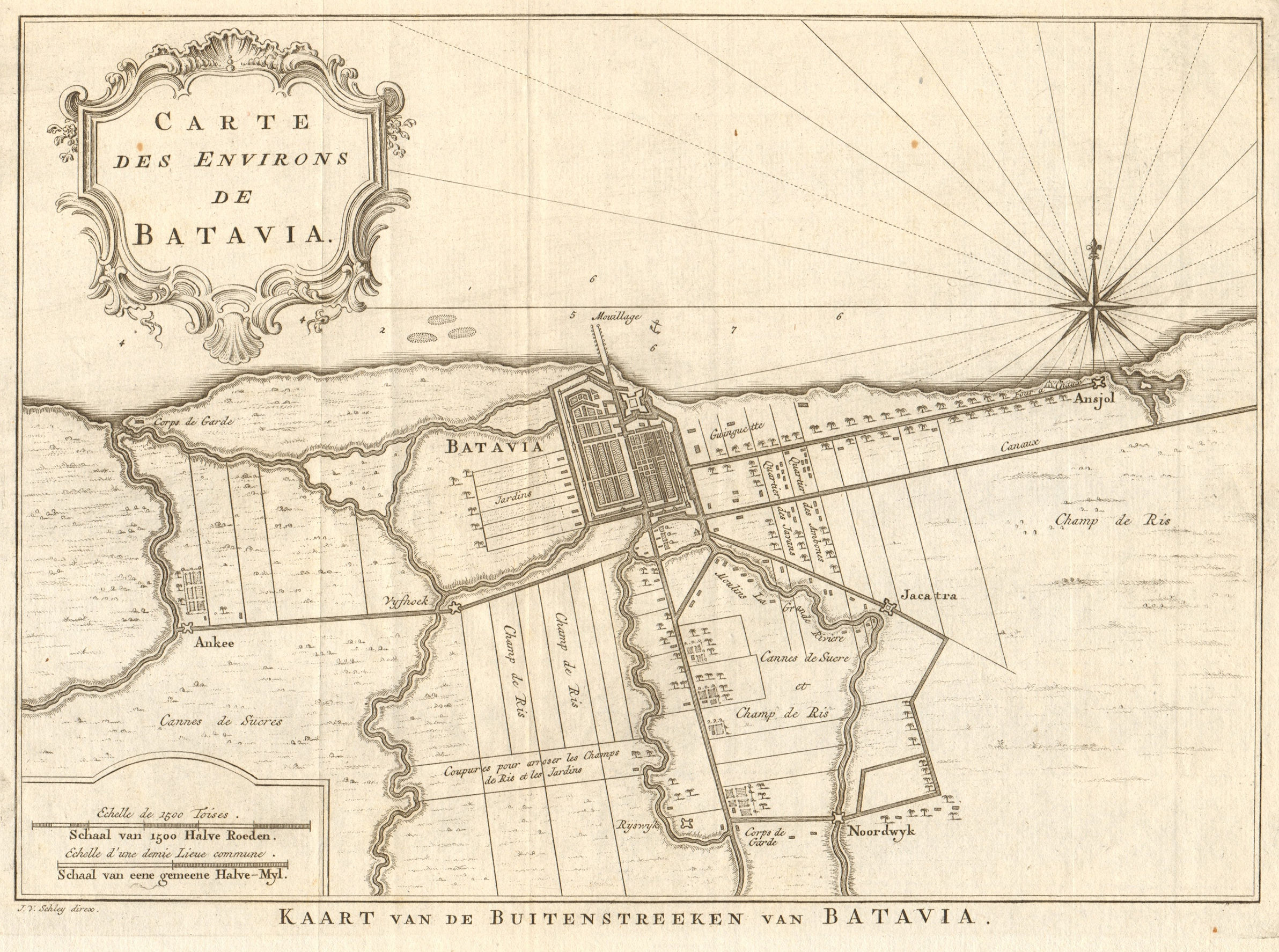 Associate Product 'Carte des Environs de Batavia'. Jakarta, Indonesia. BELLIN/SCHLEY 1753 map