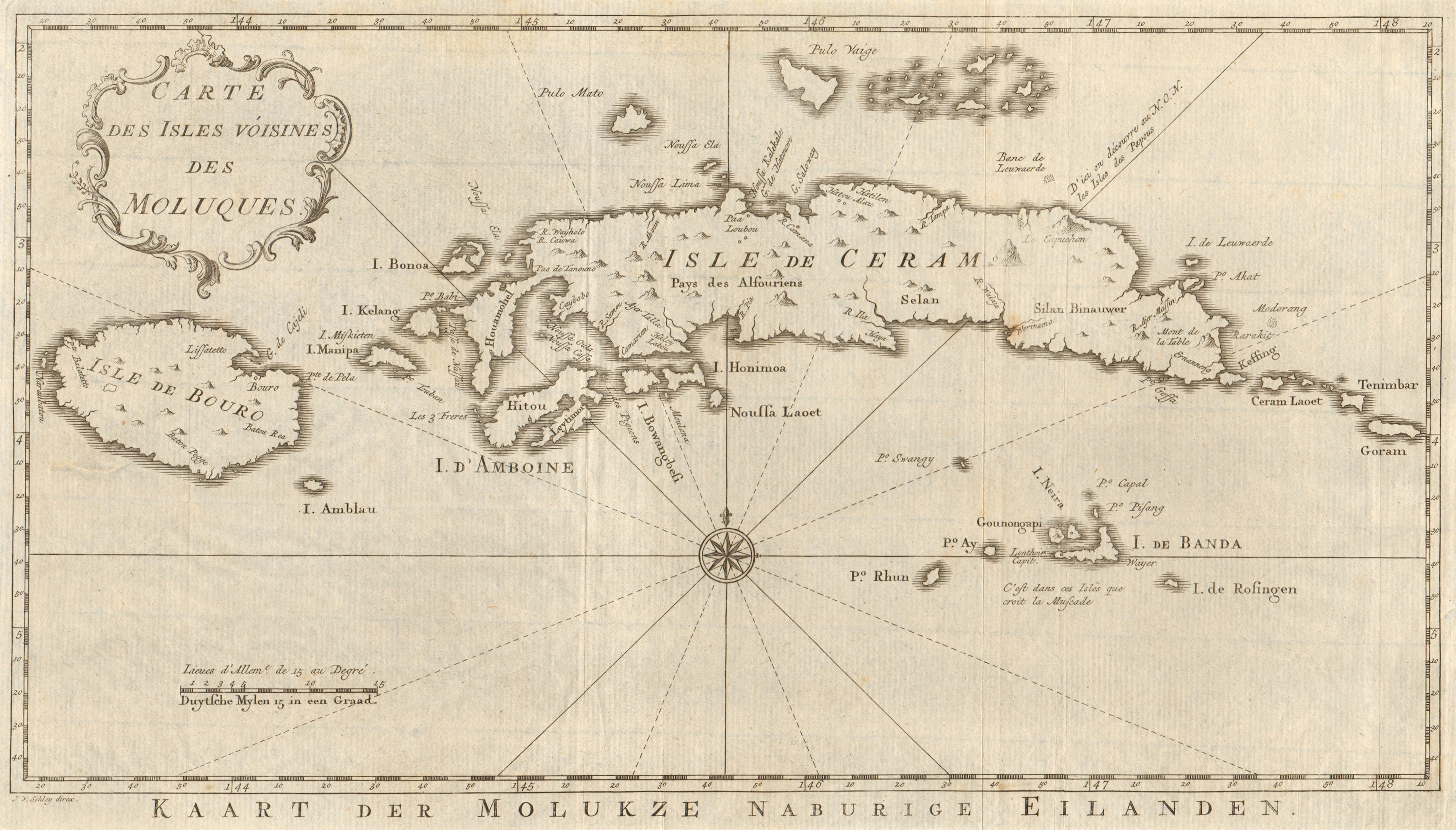 'Carte des Isle voisines des Moluques'. Maluku Buru Seram BELLIN/SCHLEY 1755 map