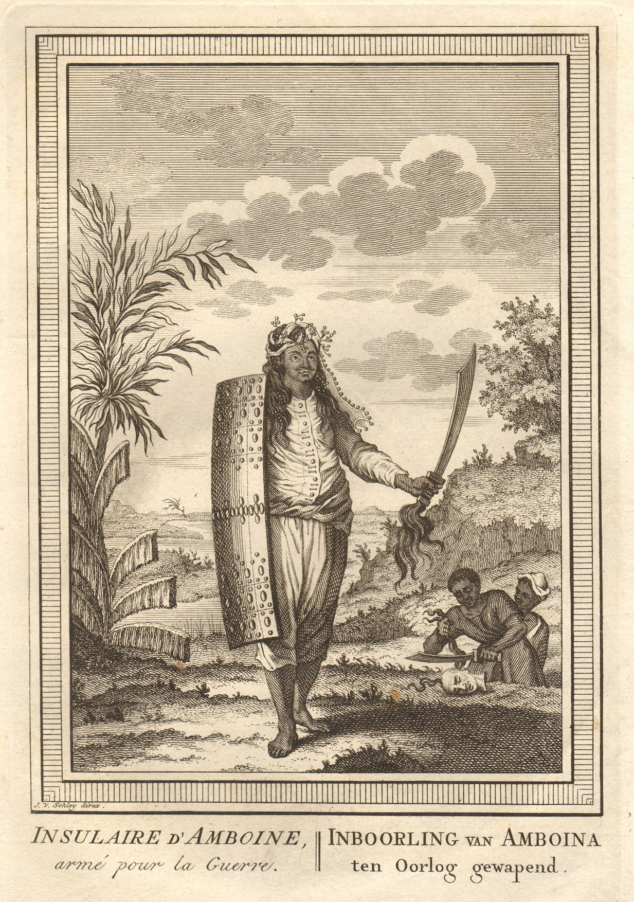 Armed Ambon islander. Moluccas / Maluku, Indonesia. East Indies. SCHLEY 1755