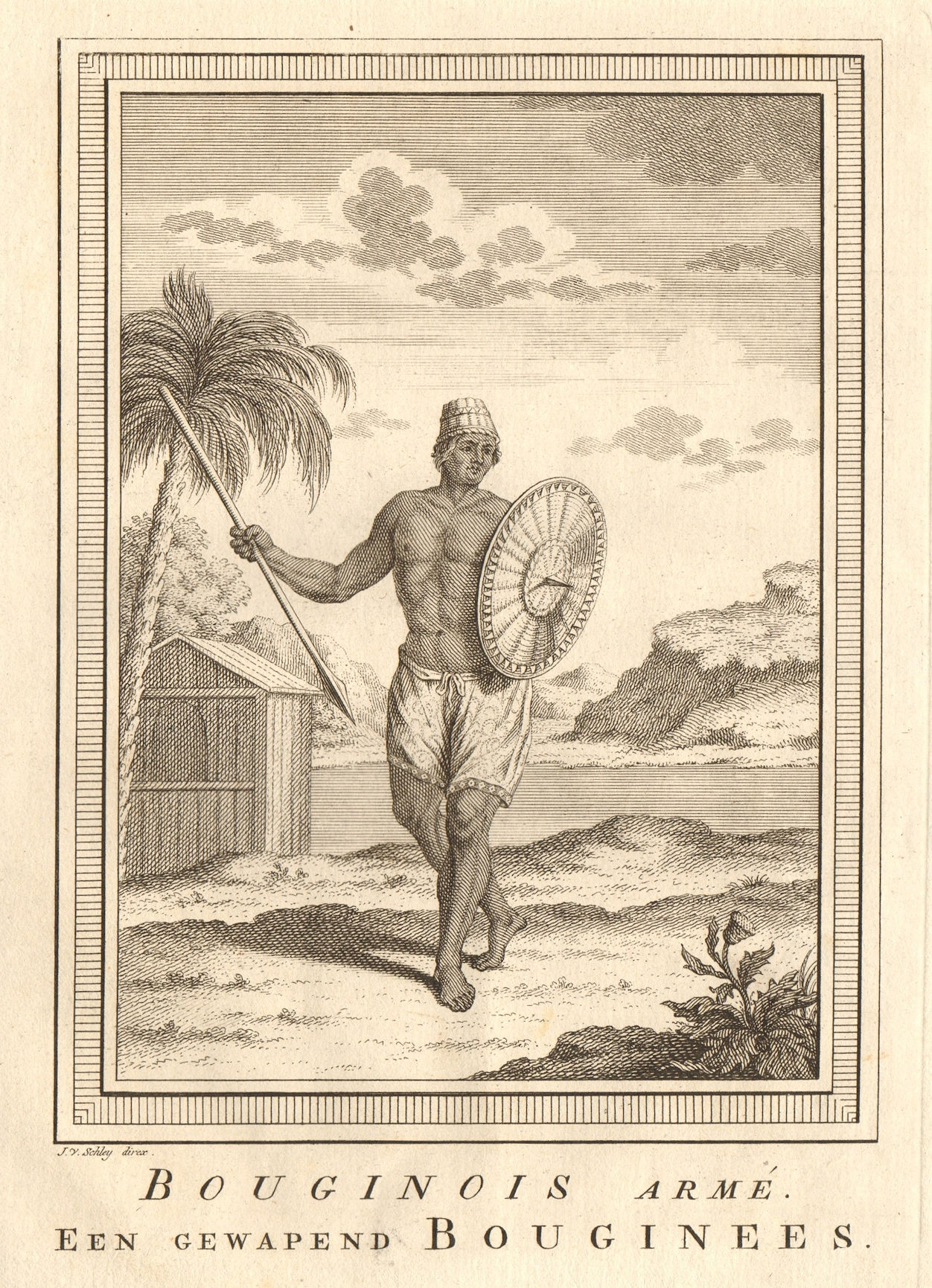 Associate Product 'Bouginois armé'. Armed Buginese man, Boni, South Sulawesi Celebes. SCHLEY 1755