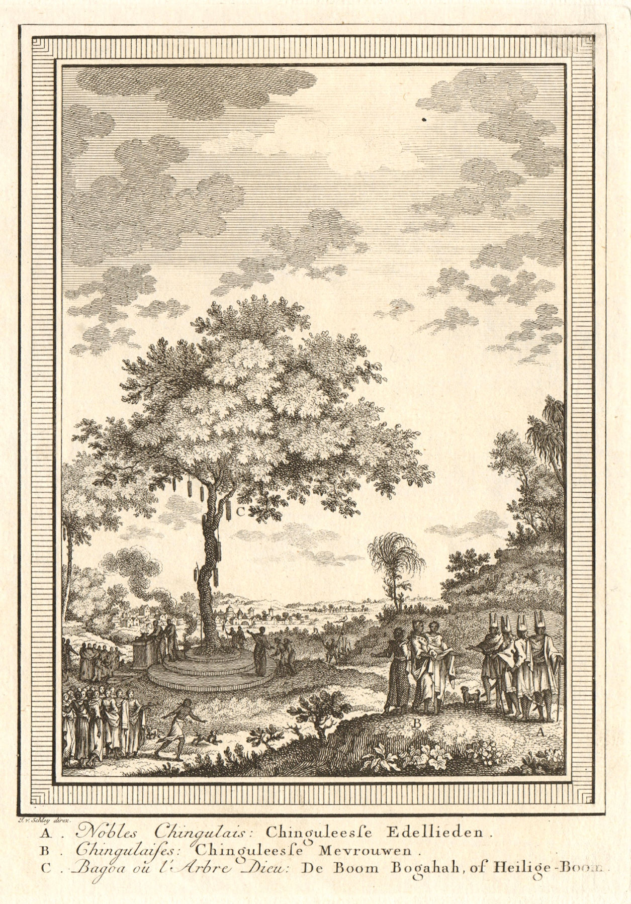 Sri Lanka. Sinhalese nobles. Sacred Bodhi Tree, Bodh Gaya. Ceylon. SCHLEY 1755