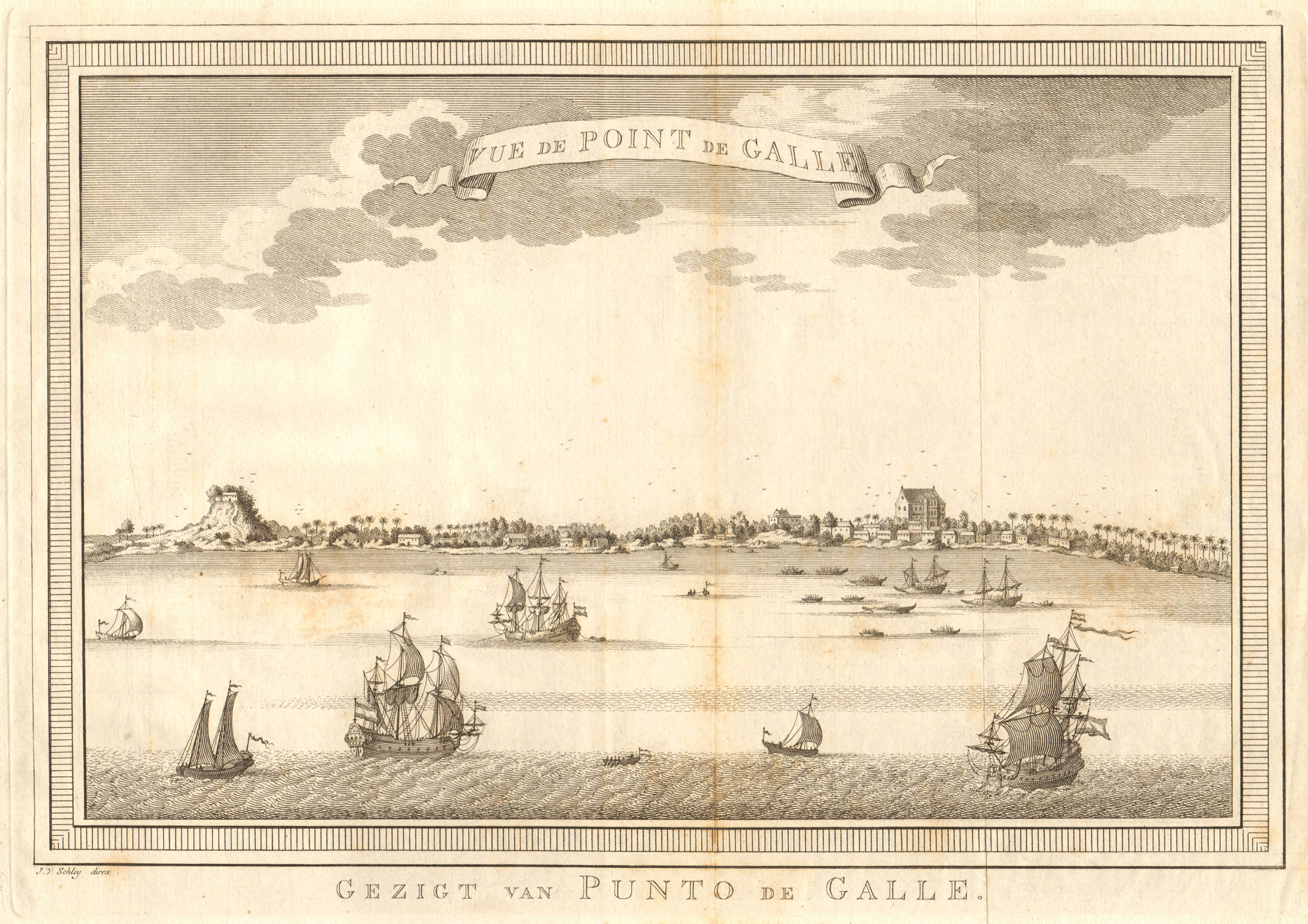 'Vue de Point-de-Galle'. View of Galle, Sri Lanka. Ceylon. SCHLEY 1755 print